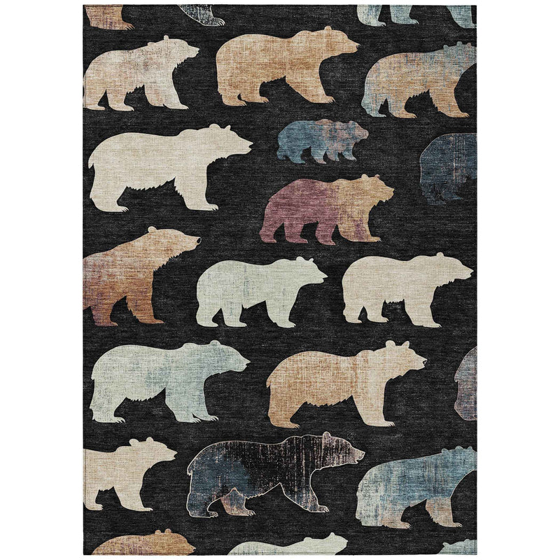 10' X 14' Black Ivory And Brown Animal Print Washable Indoor Outdoor Area Rug