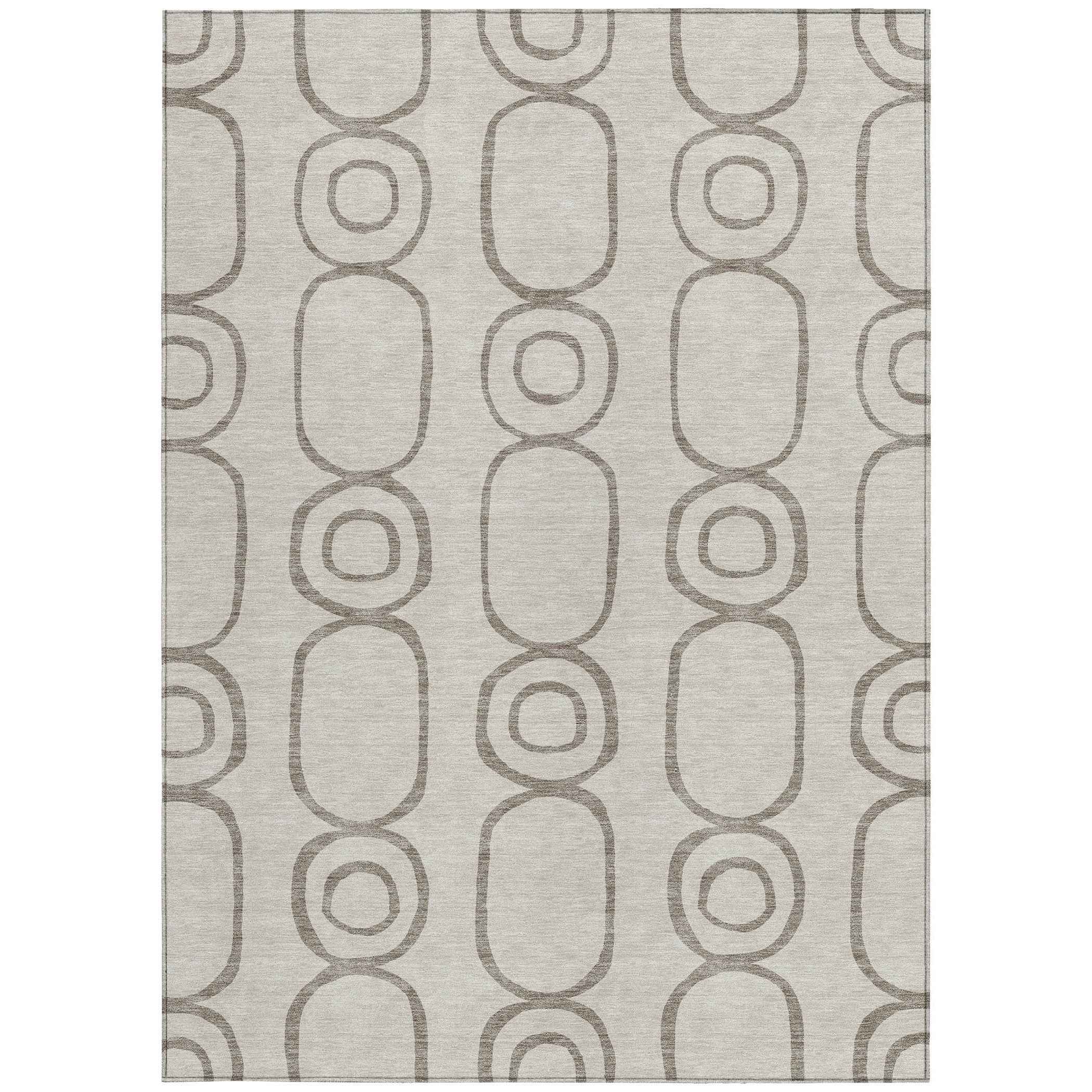 8' X 10' Taupe Beige And Ivory Geometric Washable Indoor Outdoor Area Rug