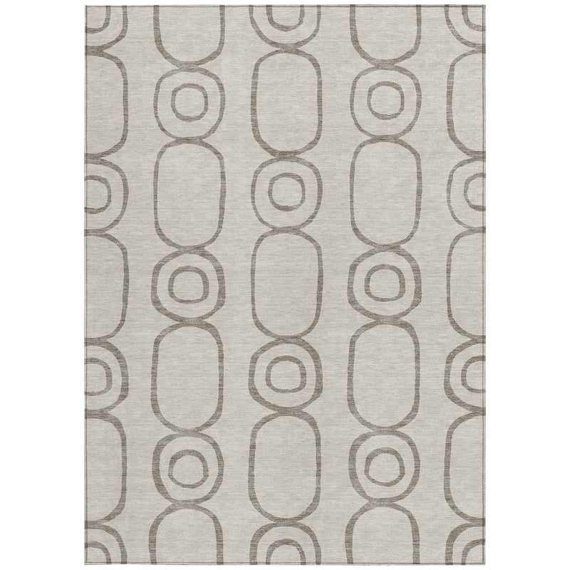 8' X 10' Taupe Beige And Ivory Geometric Washable Indoor Outdoor Area Rug