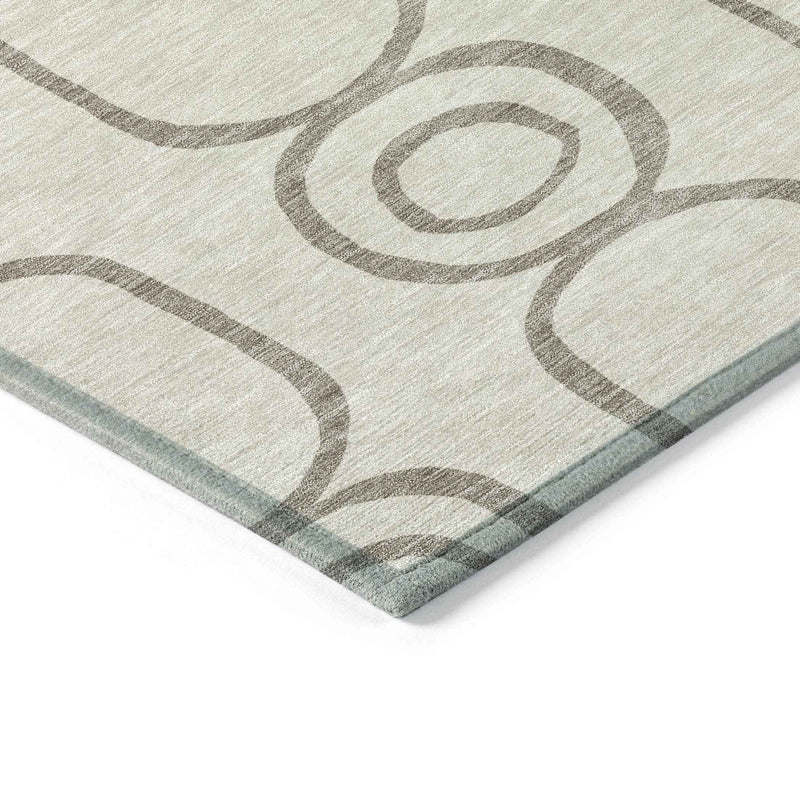 8' X 10' Taupe Beige And Ivory Geometric Washable Indoor Outdoor Area Rug