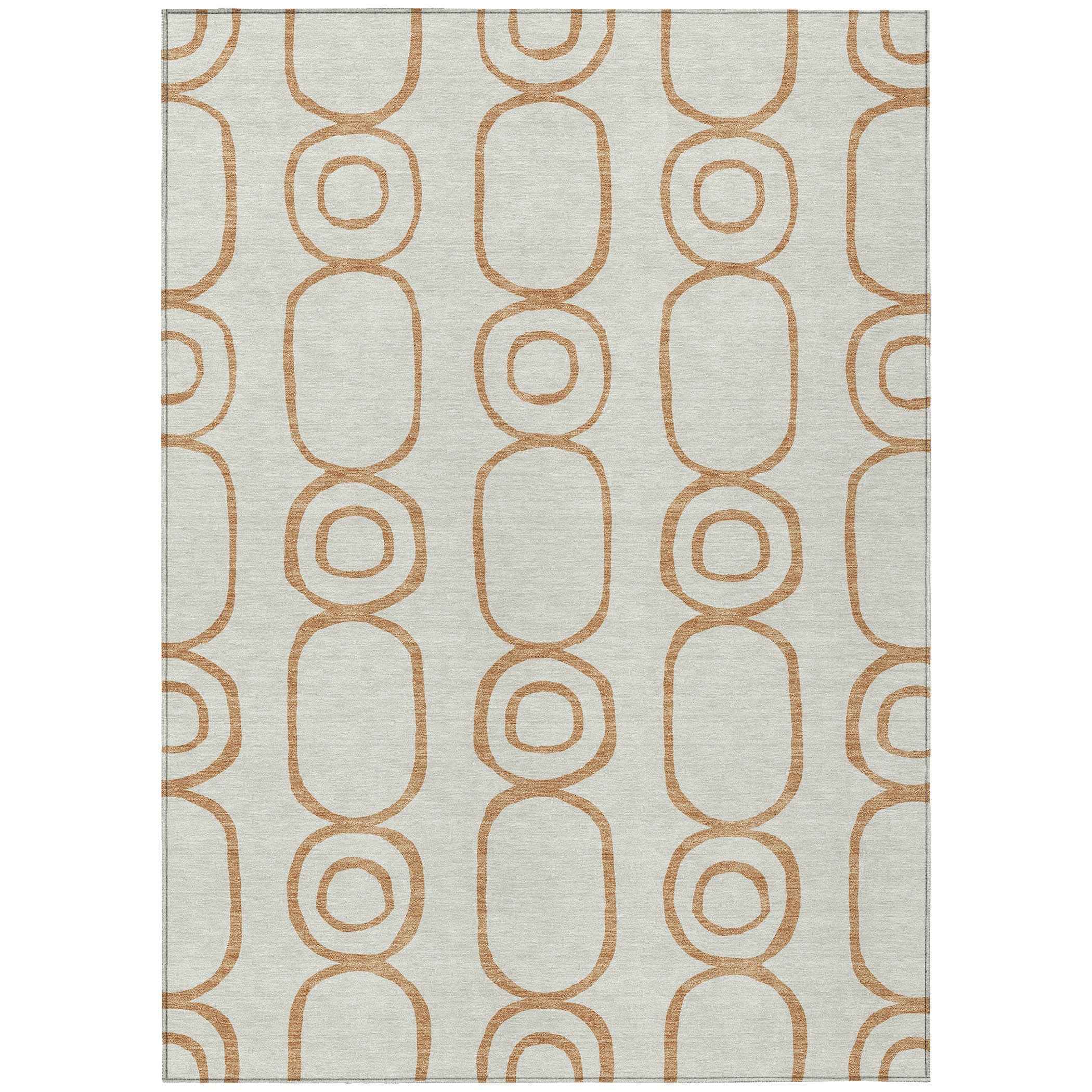 8' X 10' Copper And Ivory Geometric Washable Indoor Outdoor Area Rug