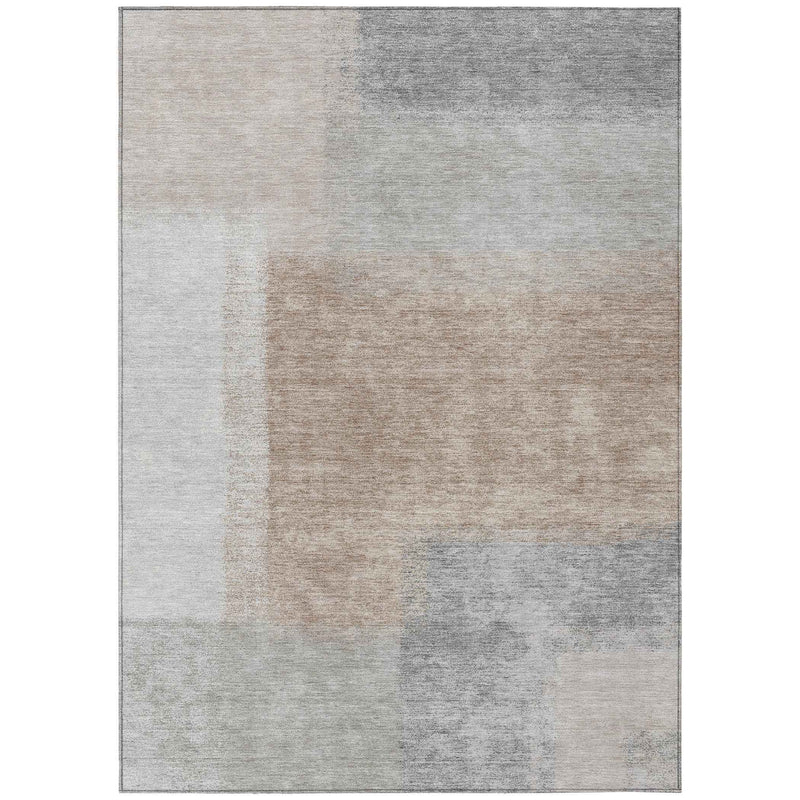 5' X 8' Taupe Ivory And Gray Abstract Washable Indoor Outdoor Area Rug