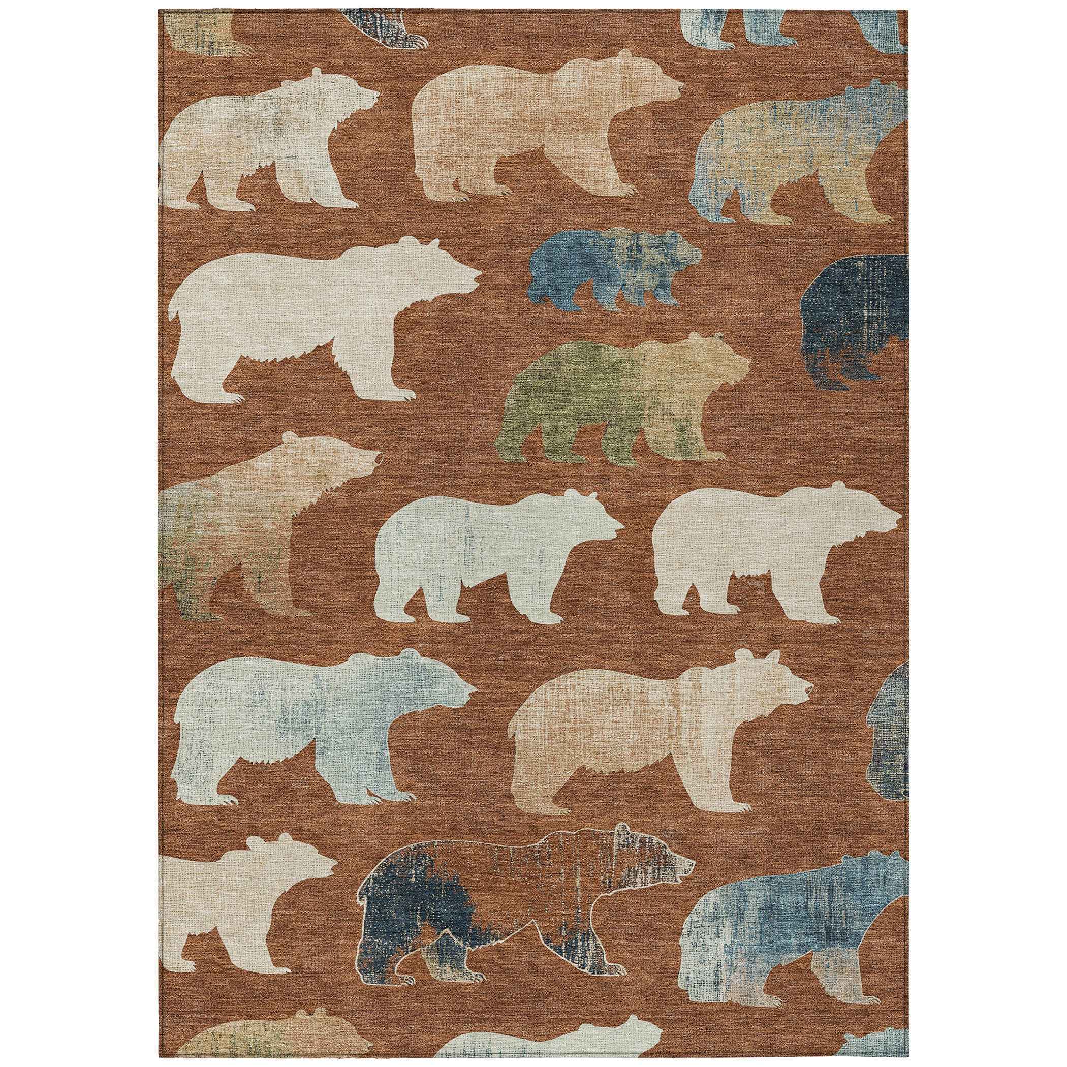 10' X 14' Chili Red Ivory And Beige Animal Print Washable Indoor Outdoor Area Rug