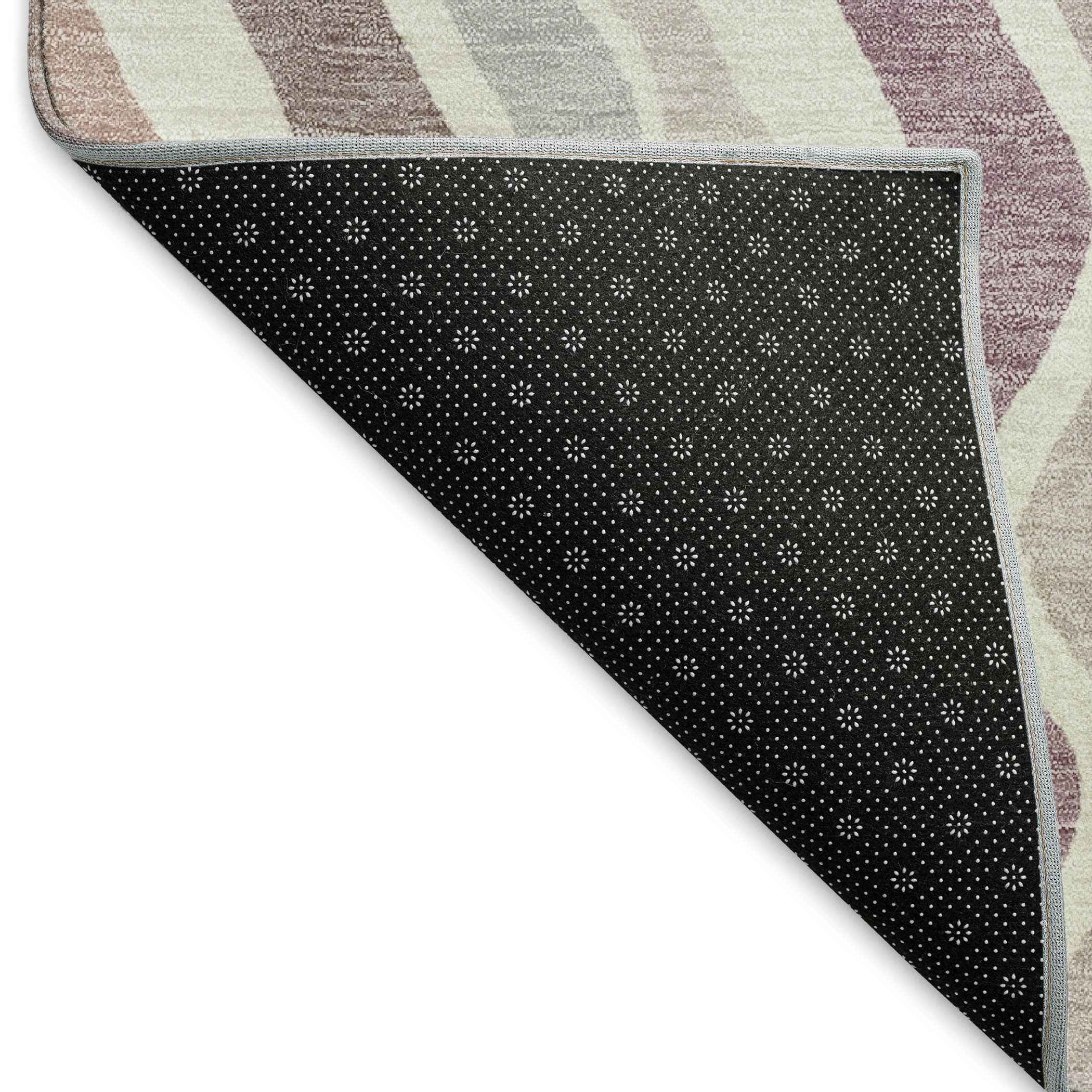 5' X 8' Blush Ivory And Taupe Striped Washable Indoor Outdoor Area Rug