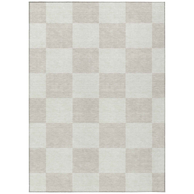 9' X 12' Ivory And Beige Geometric Washable Indoor Outdoor Area Rug