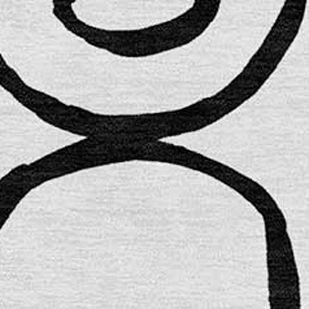 3' X 5' White And Black Geometric Washable Indoor Outdoor Area Rug