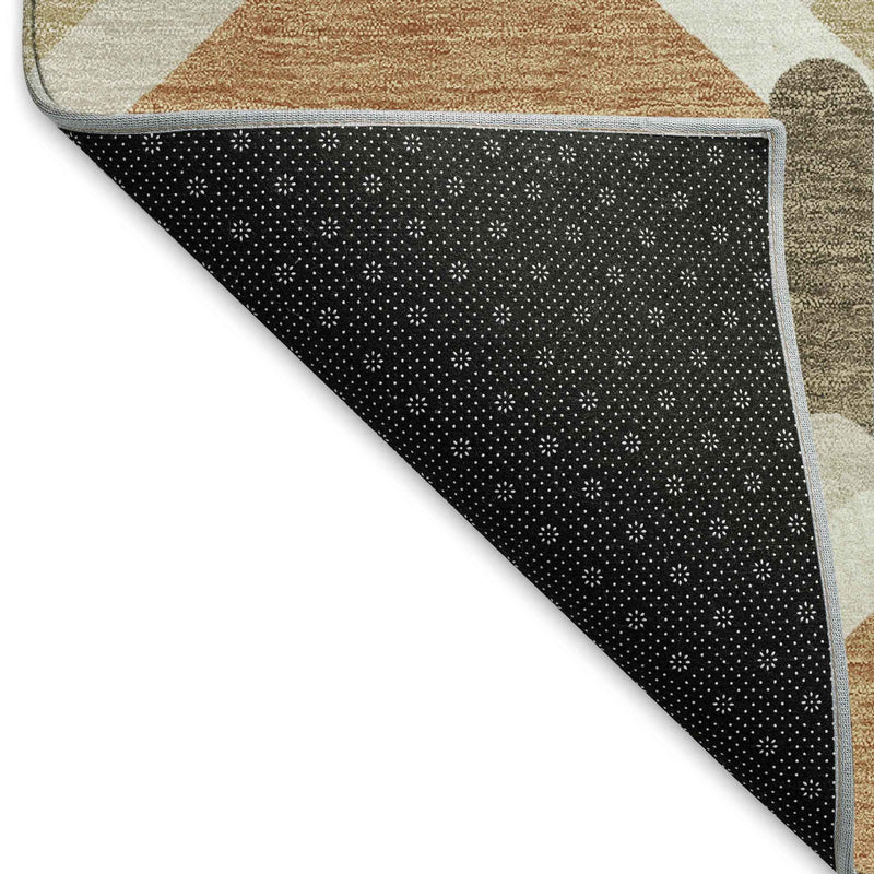 10' X 14' Copper Ivory And Gray Geometric Washable Indoor Outdoor Area Rug