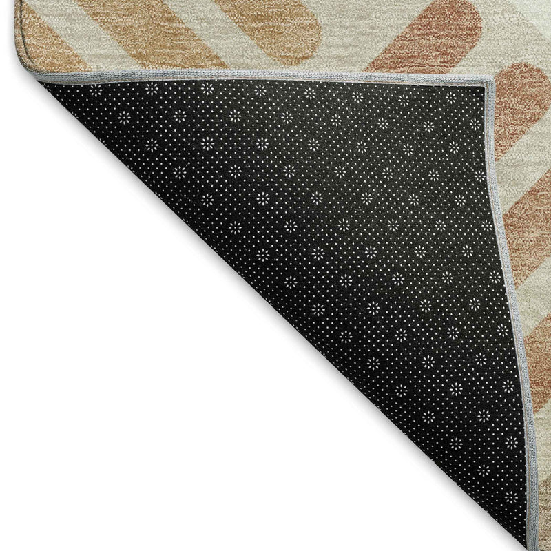 3' X 5' Copper Ivory And Rust Geometric Washable Indoor Outdoor Area Rug