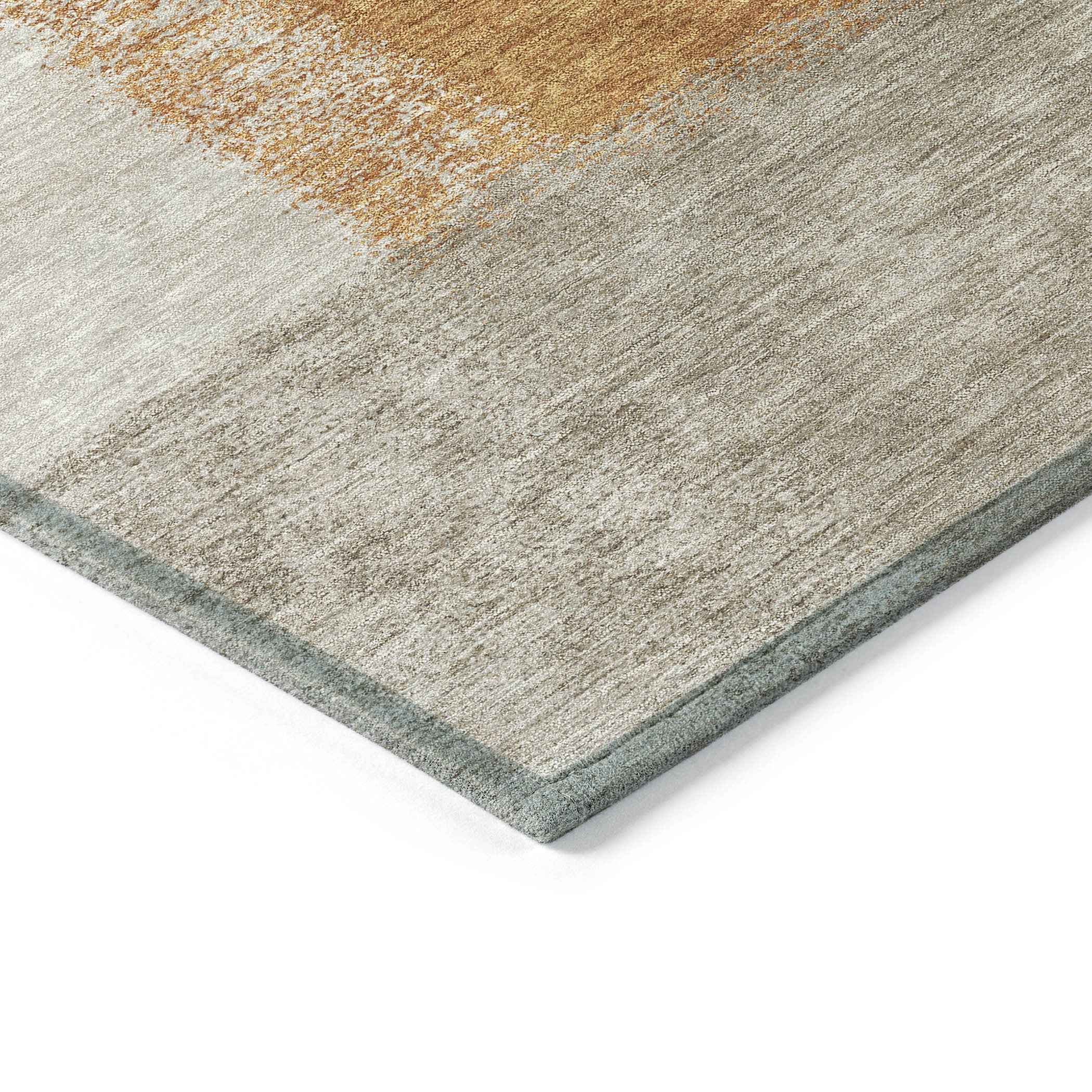 9' X 12' Rust Ivory And Blue Abstract Washable Indoor Outdoor Area Rug