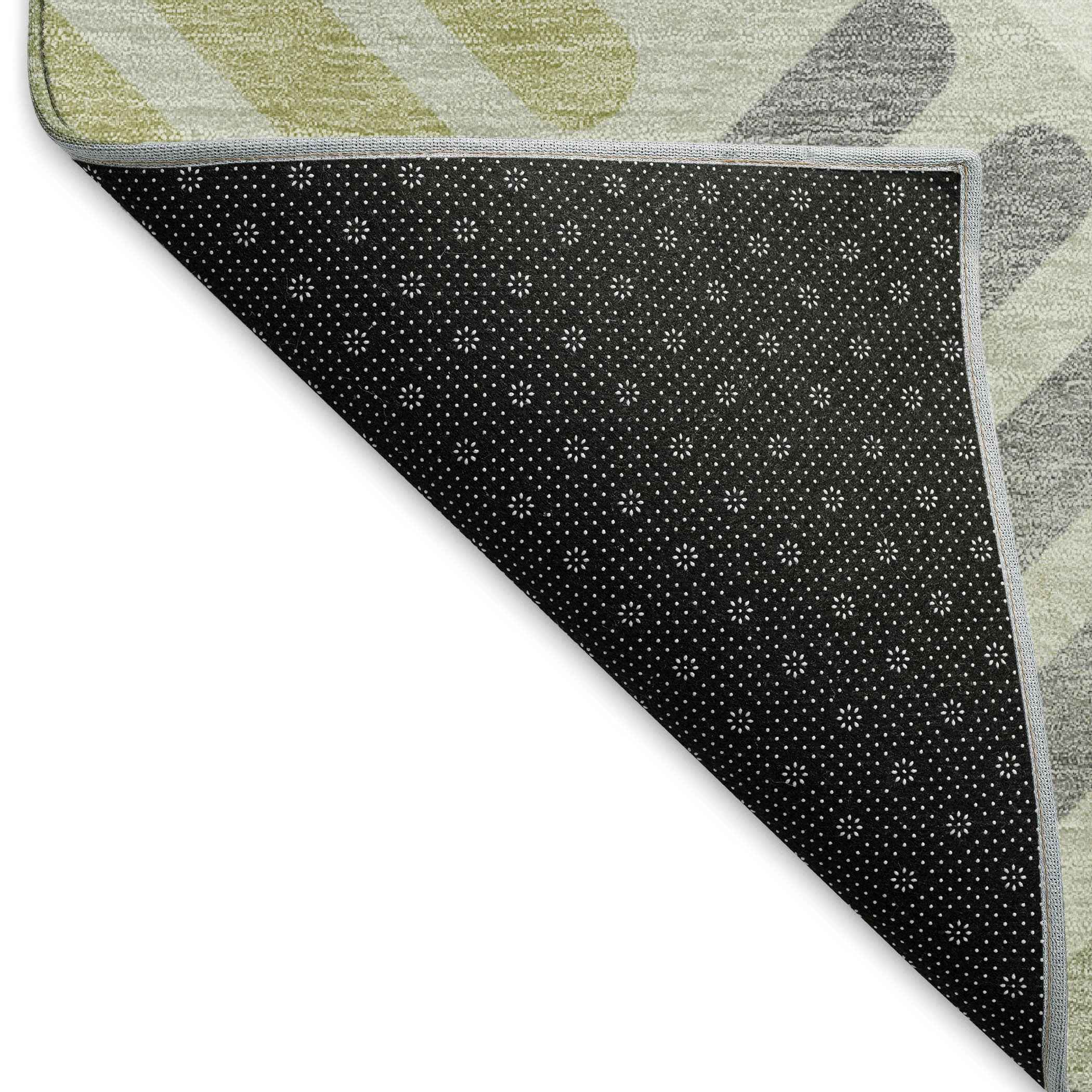 8' X 10' Artichoke Green Ivory And Gray Geometric Washable Indoor Outdoor Area Rug
