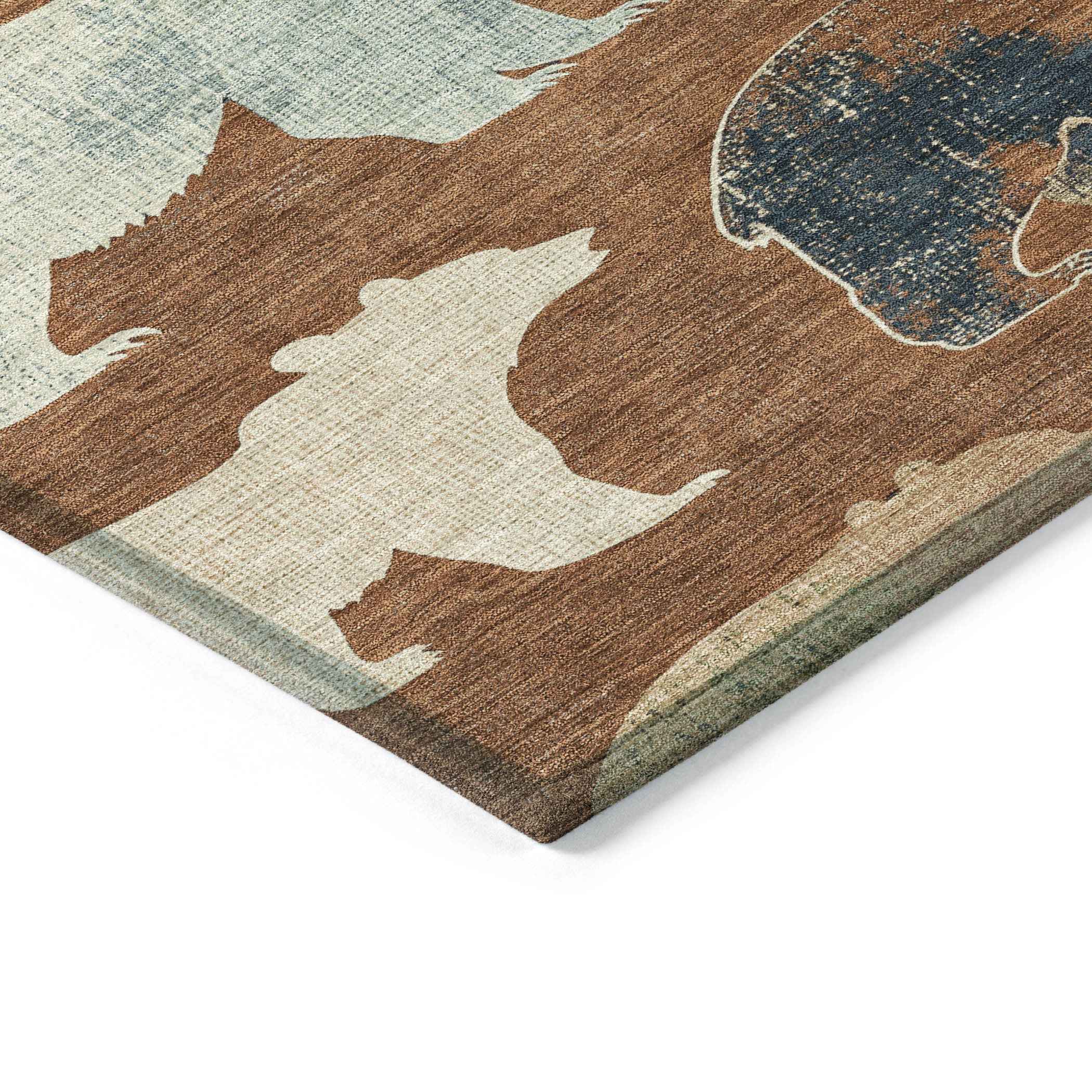 5' X 8' Chili Red Ivory And Beige Animal Print Washable Indoor Outdoor Area Rug