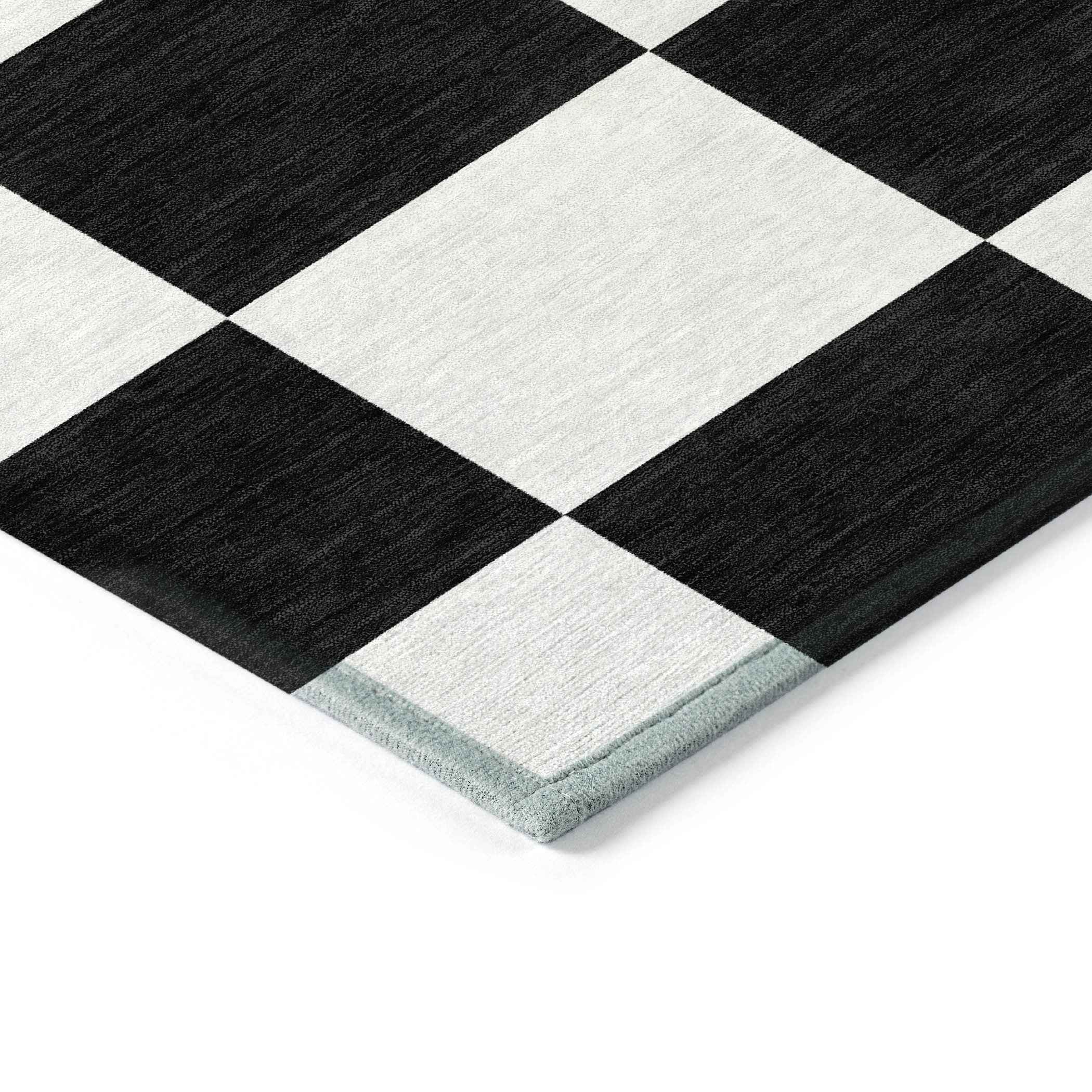 5' X 8' Black And White Geometric Washable Indoor Outdoor Area Rug