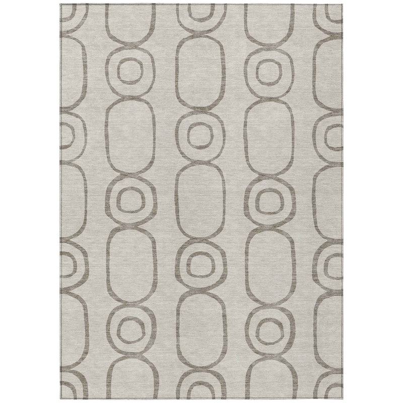 3' X 5' Taupe Beige And Ivory Geometric Washable Indoor Outdoor Area Rug
