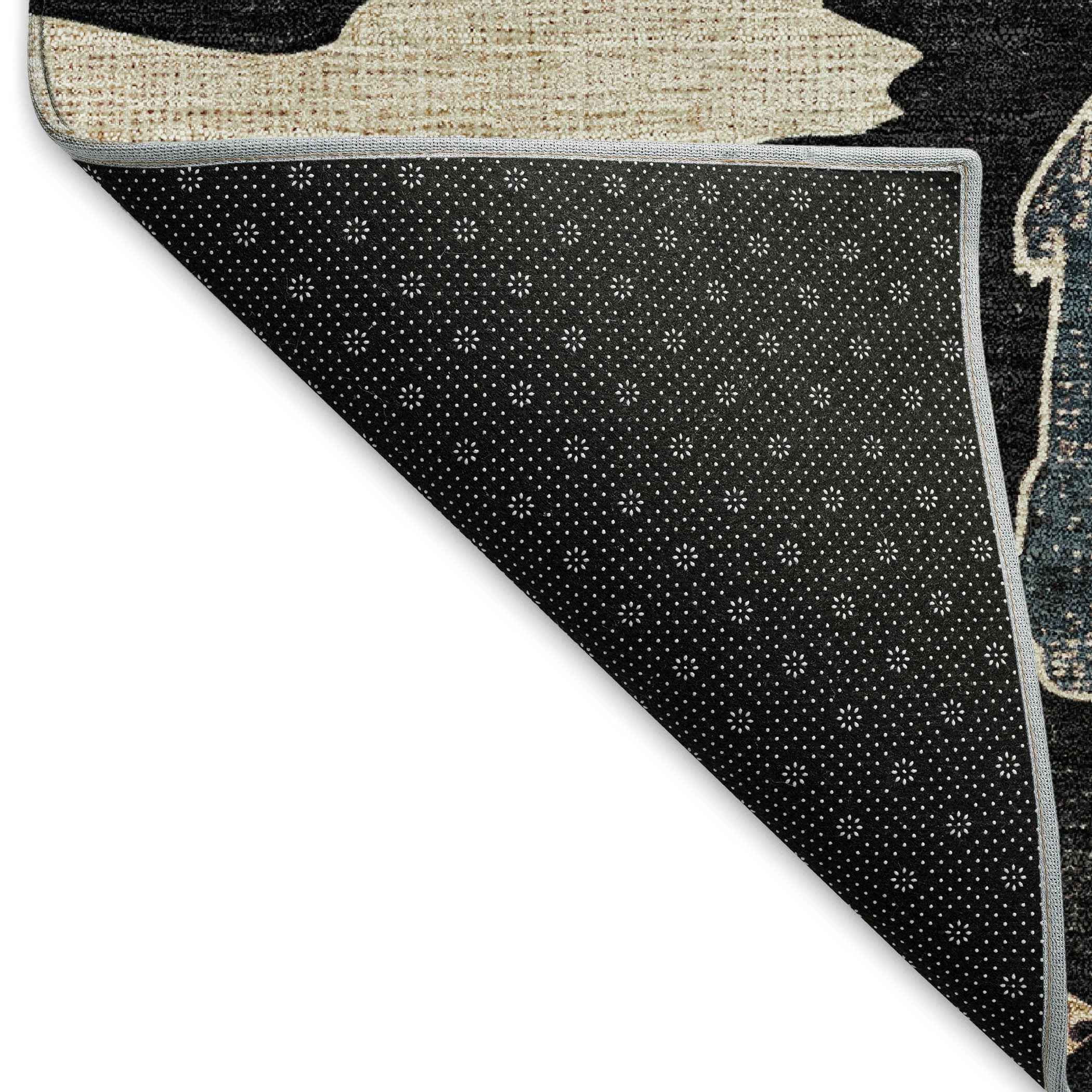 9' X 12' Black Ivory And Brown Animal Print Washable Indoor Outdoor Area Rug