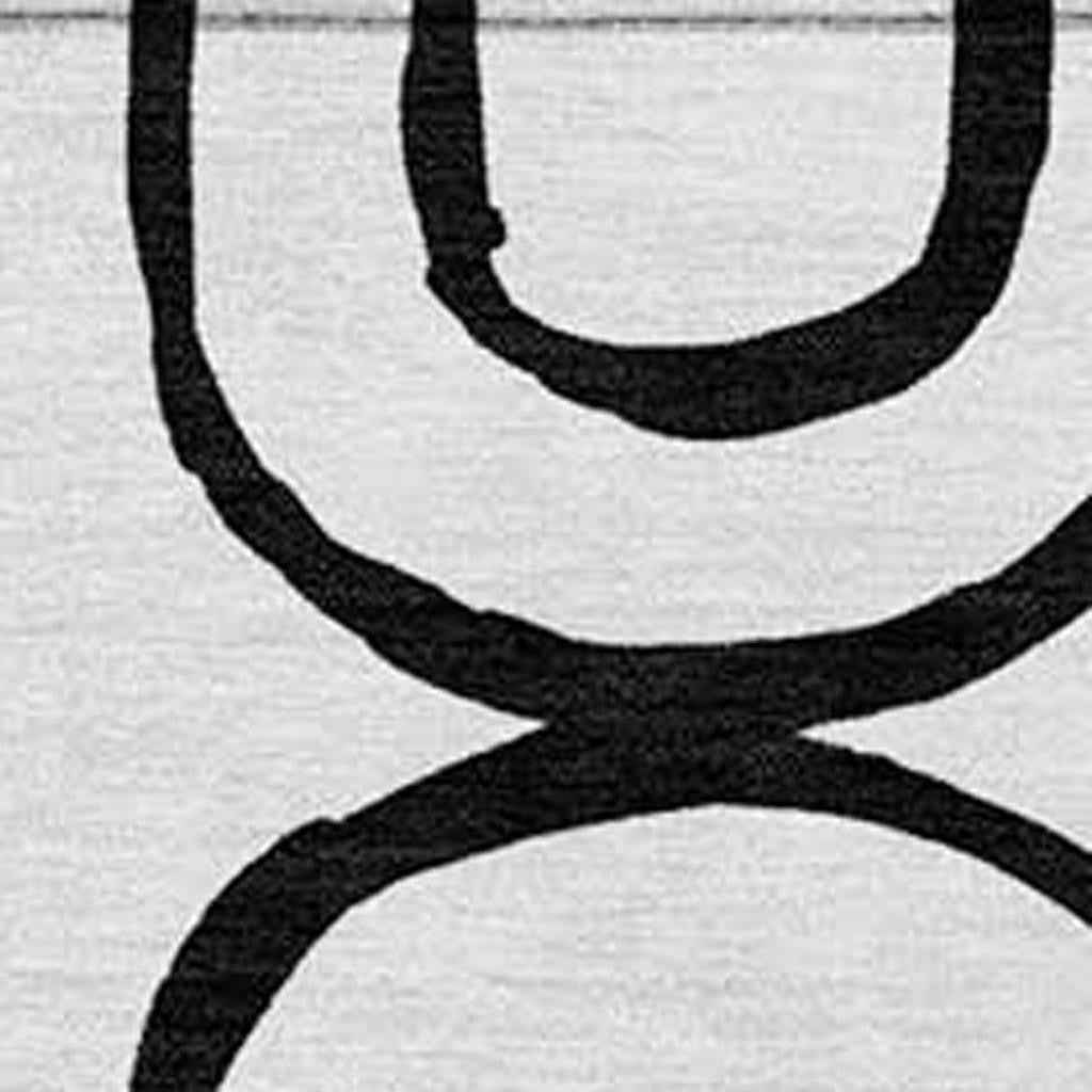 10' X 14' White And Black Geometric Washable Indoor Outdoor Area Rug