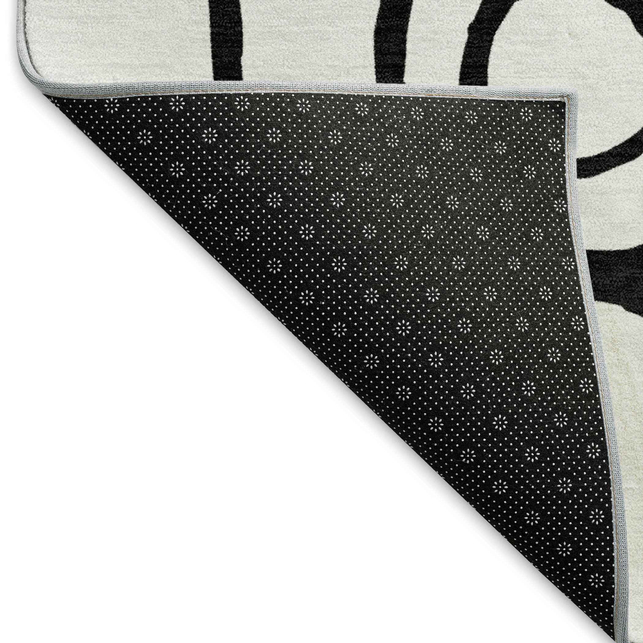 10' X 14' White And Black Geometric Washable Indoor Outdoor Area Rug