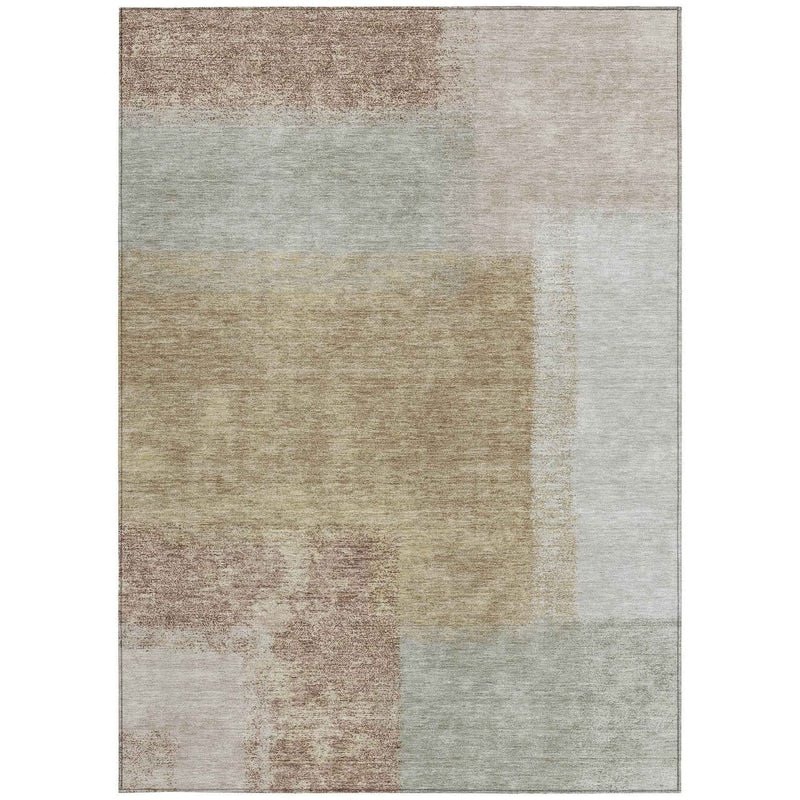 8' X 10' Gold Ivory And Gray Abstract Washable Indoor Outdoor Area Rug