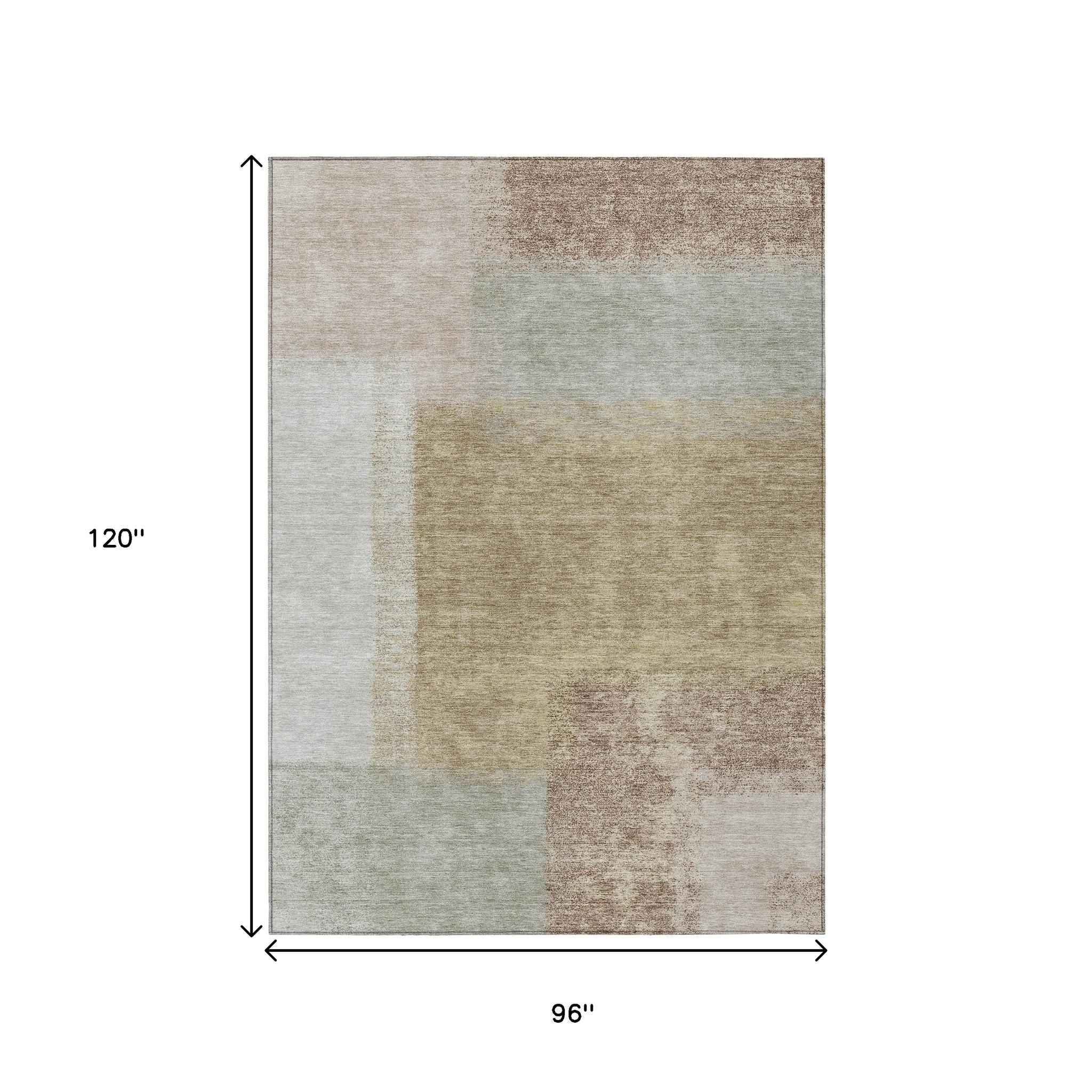 8' X 10' Gold Ivory And Gray Abstract Washable Indoor Outdoor Area Rug