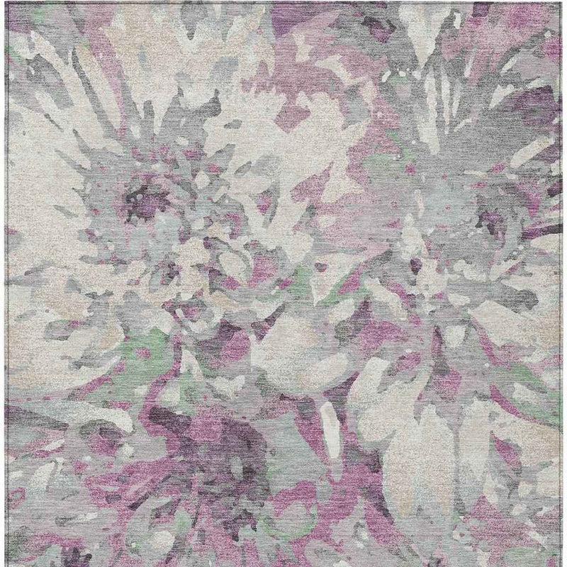 3' X 5' Blush Ivory And Gray Floral Washable Indoor Outdoor Area Rug