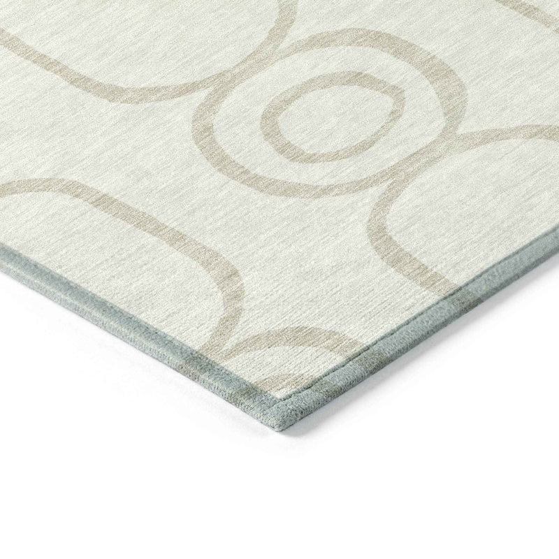 10' X 14' Ivory And Beige Geometric Washable Indoor Outdoor Area Rug