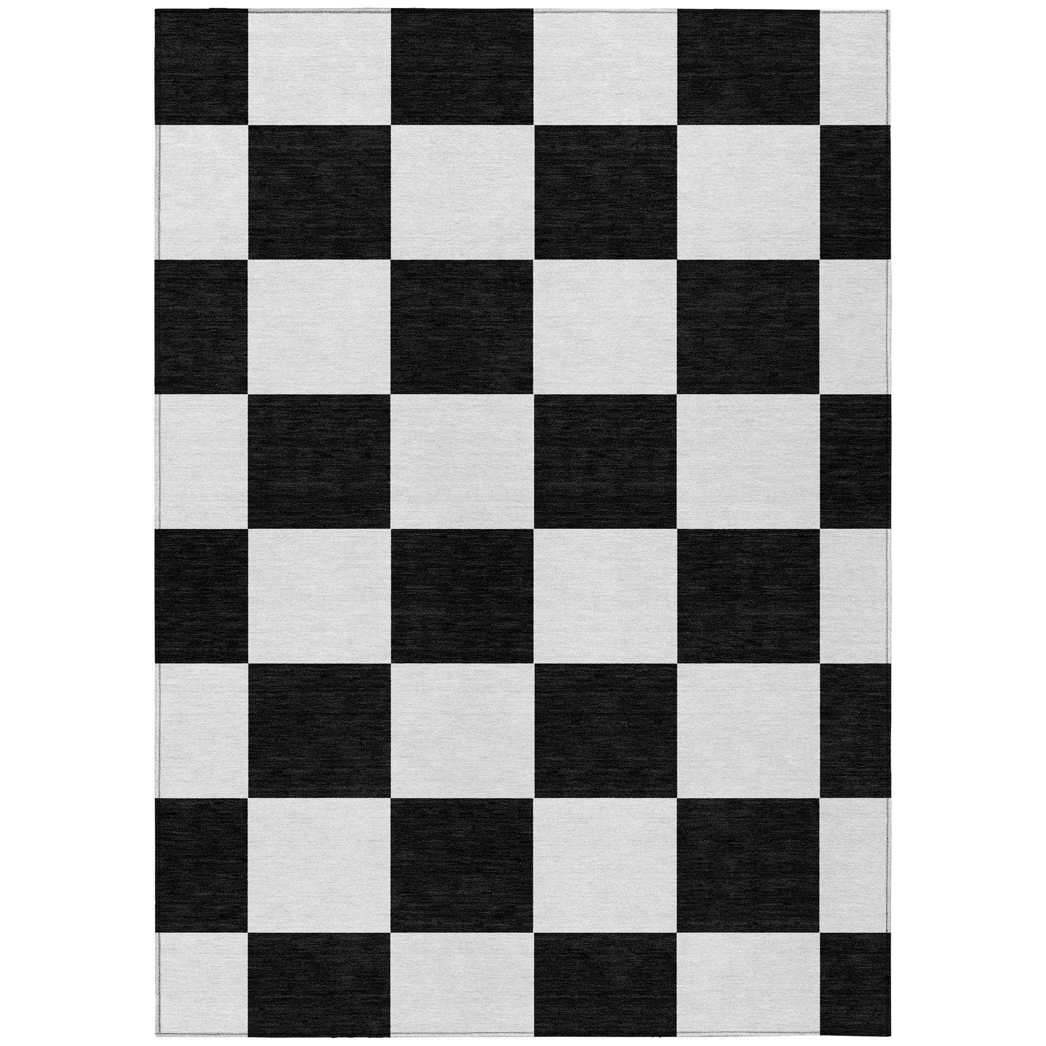 10' X 14' Black And White Geometric Washable Indoor Outdoor Area Rug