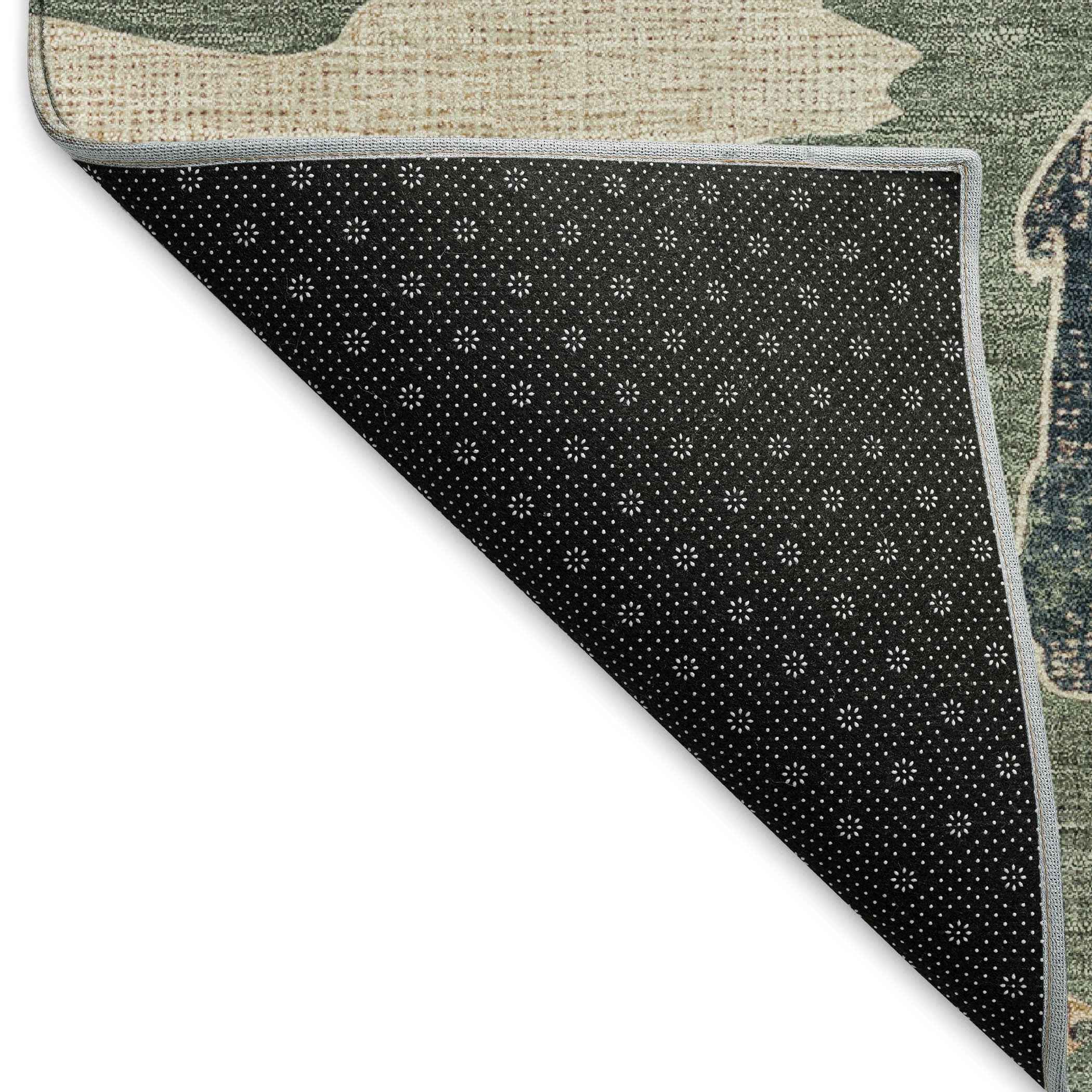 9' X 12' Green Ivory And Copper Animal Print Washable Indoor Outdoor Area Rug