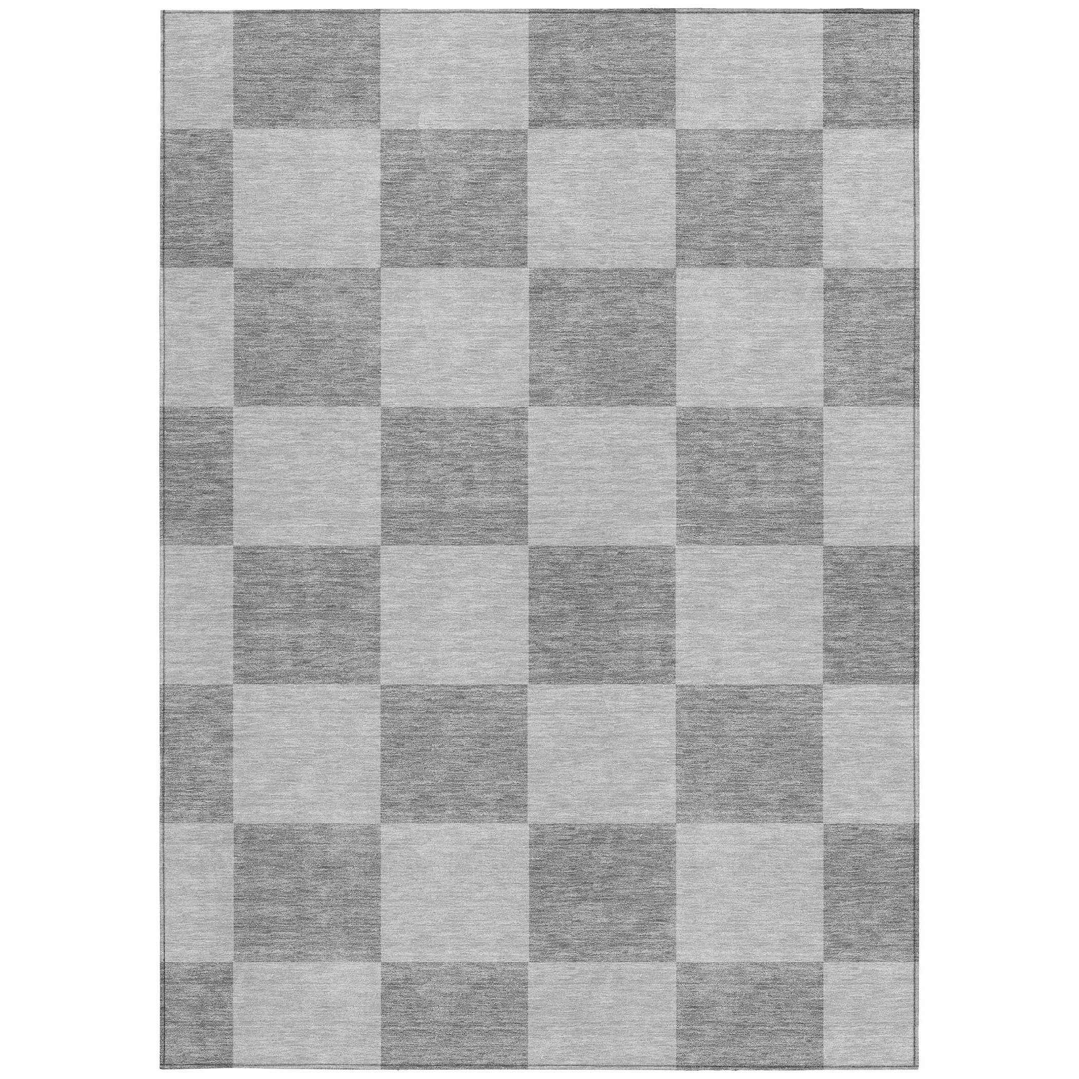 8' X 10' Gray And Pewter Geometric Washable Indoor Outdoor Area Rug