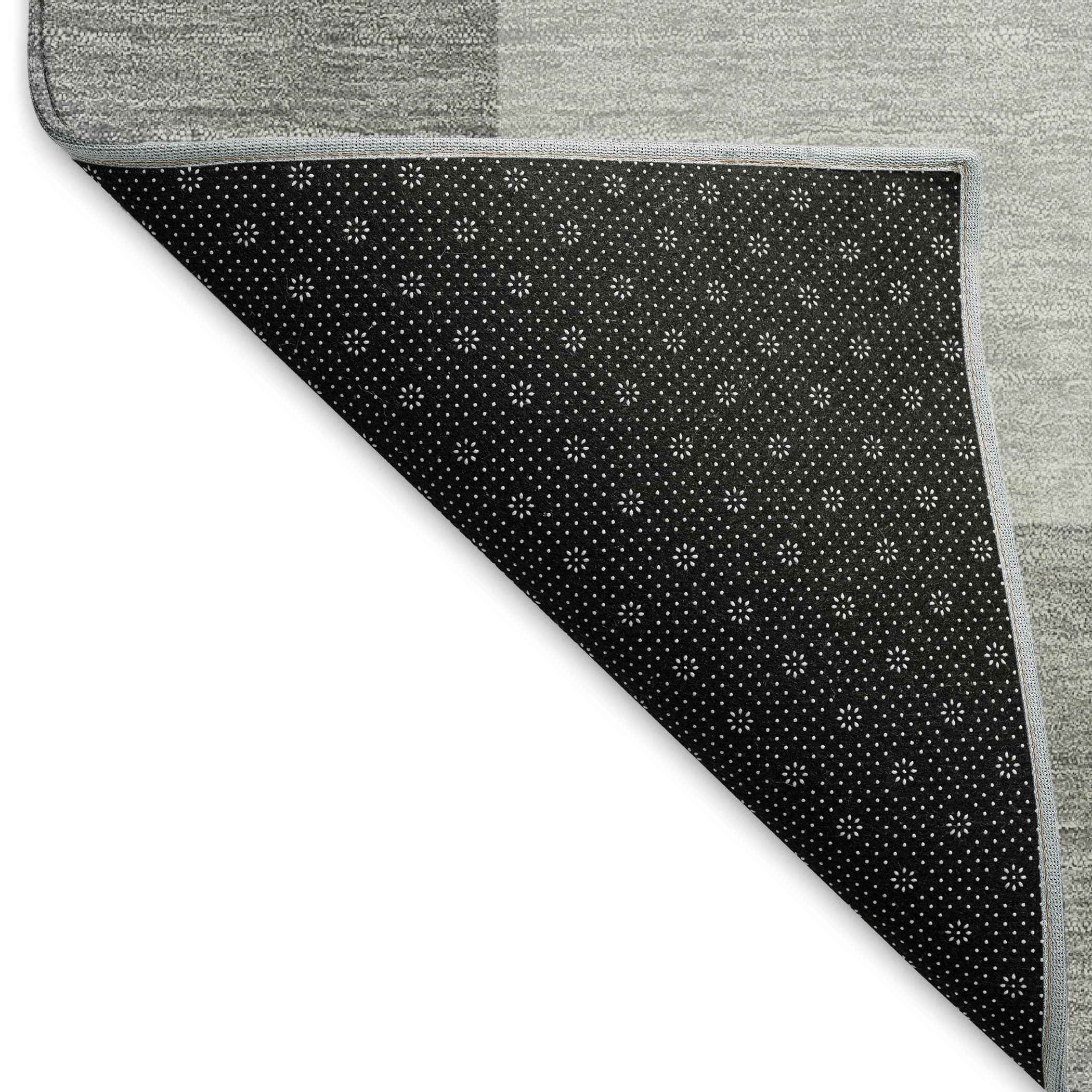 8' X 10' Gray And Pewter Geometric Washable Indoor Outdoor Area Rug