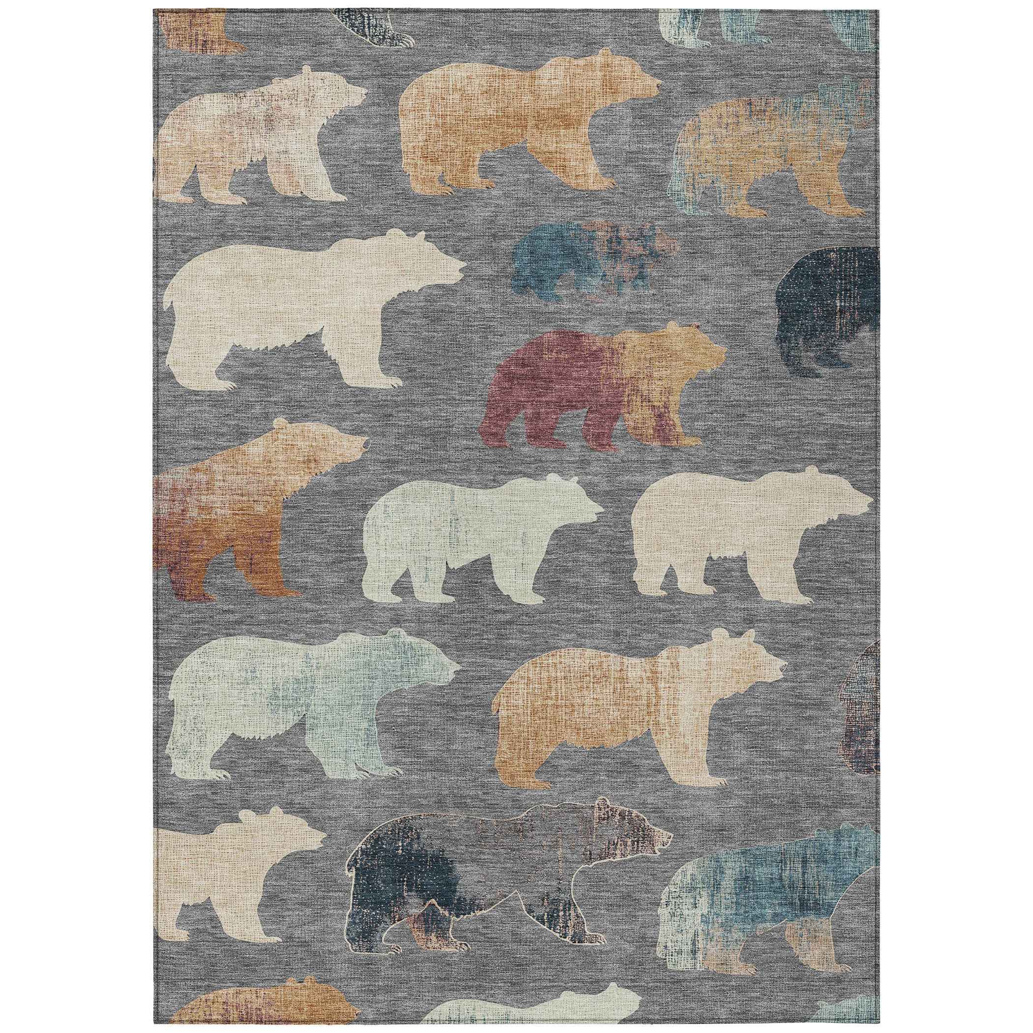 3' X 5' Gray Ivory And Beige Animal Print Washable Indoor Outdoor Area Rug