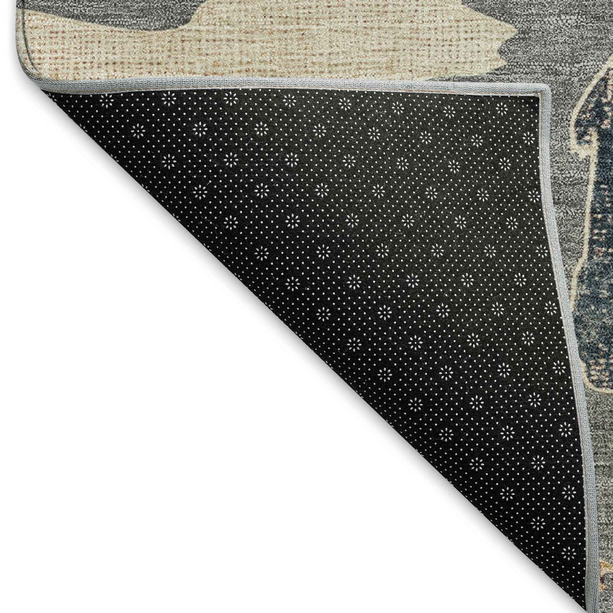 3' X 5' Gray Ivory And Beige Animal Print Washable Indoor Outdoor Area Rug