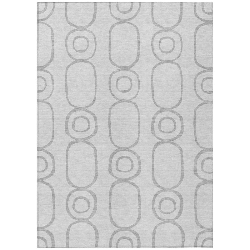 3' X 5' Silver And Gray Geometric Washable Indoor Outdoor Area Rug