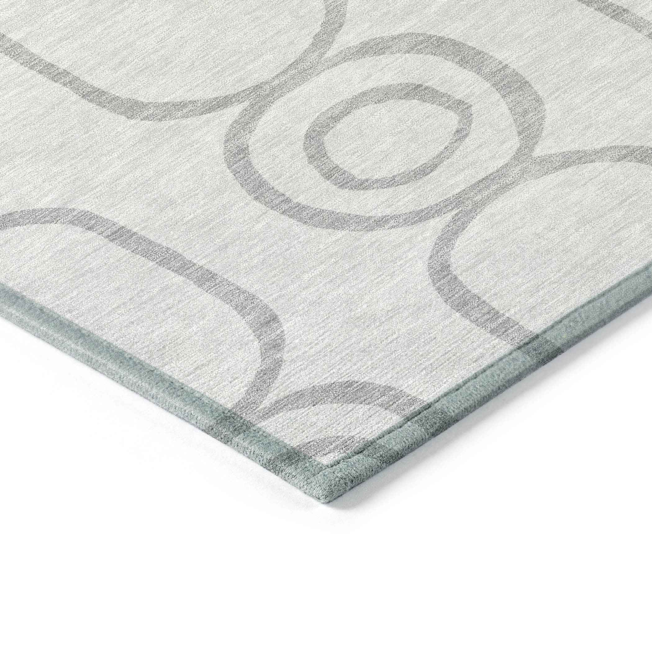 3' X 5' Silver And Gray Geometric Washable Indoor Outdoor Area Rug