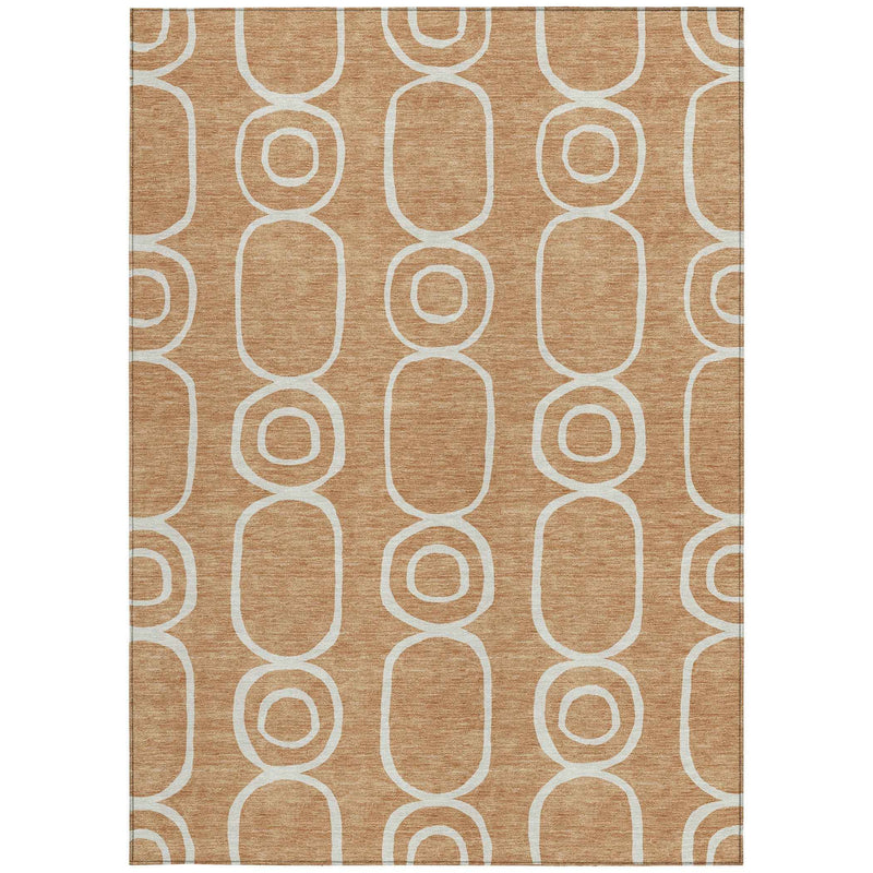 8' X 10' Rust And Ivory Geometric Washable Indoor Outdoor Area Rug