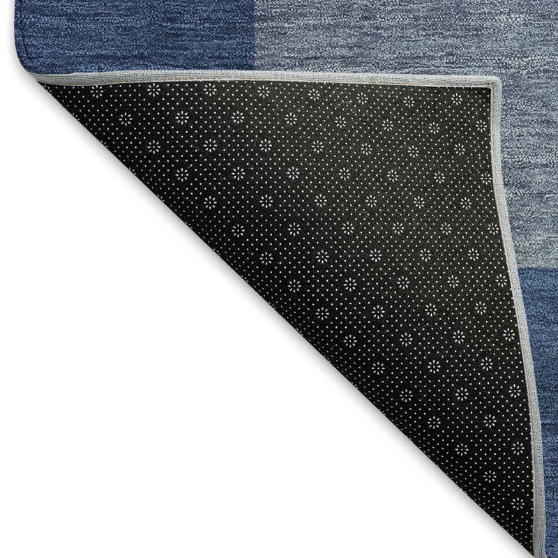 9' X 12' Blue And Gray Geometric Washable Indoor Outdoor Area Rug
