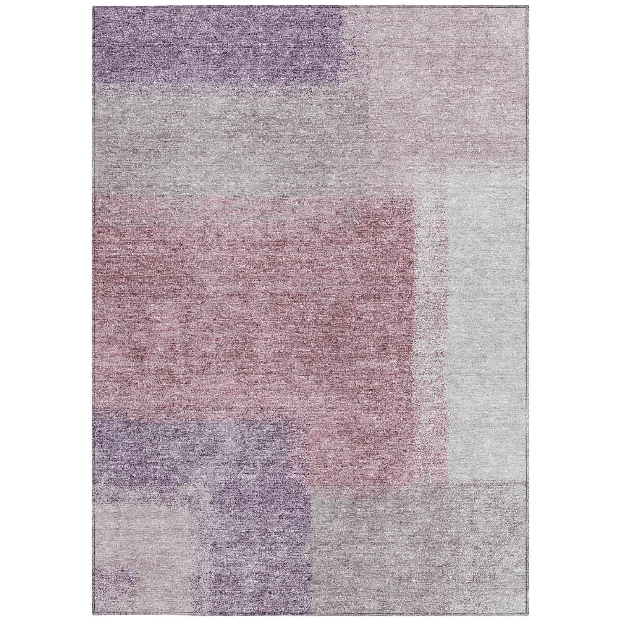 8' X 10' Blush Ivory And Gray Abstract Washable Indoor Outdoor Area Rug