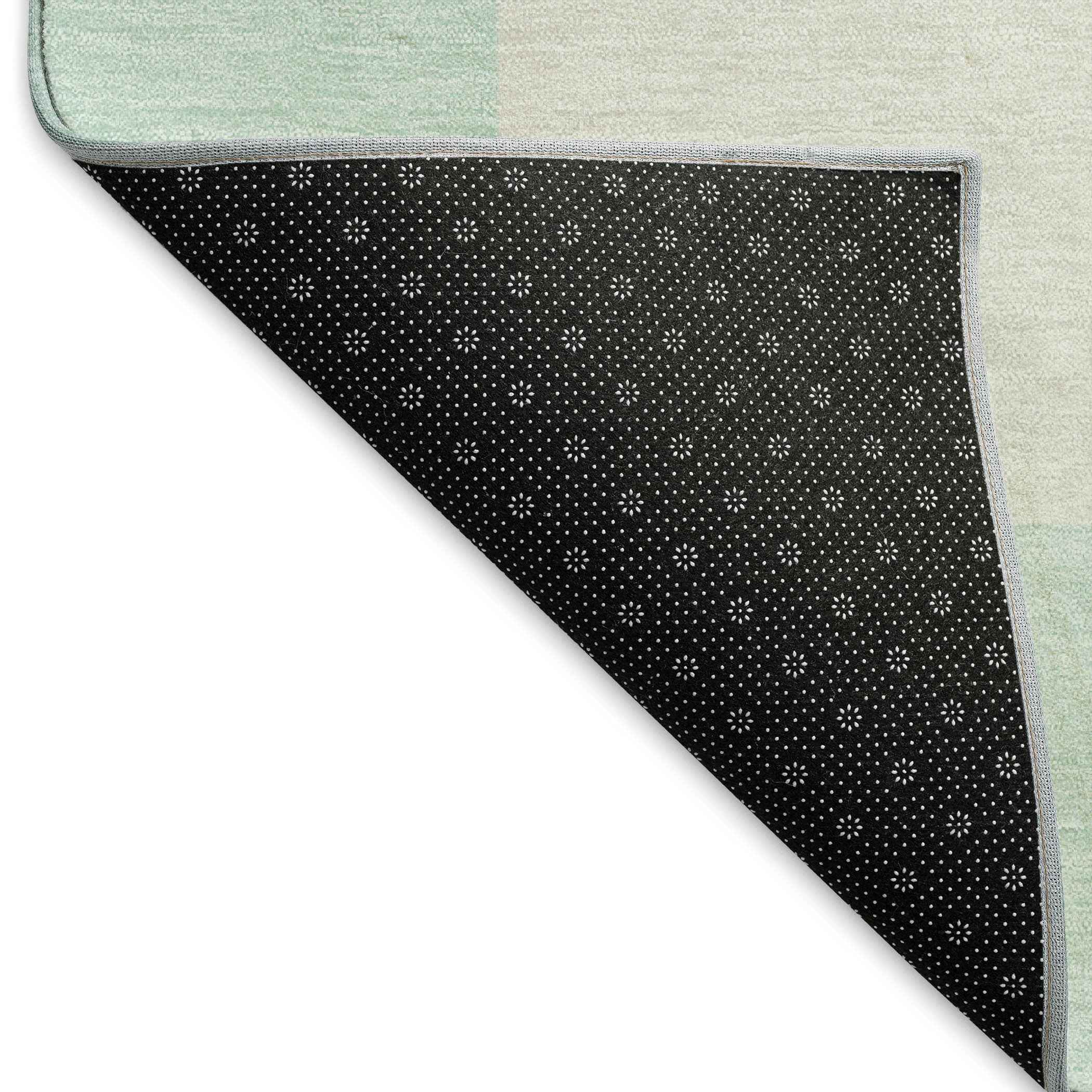 9' X 12' Mint Green And Ivory Geometric Washable Indoor Outdoor Area Rug