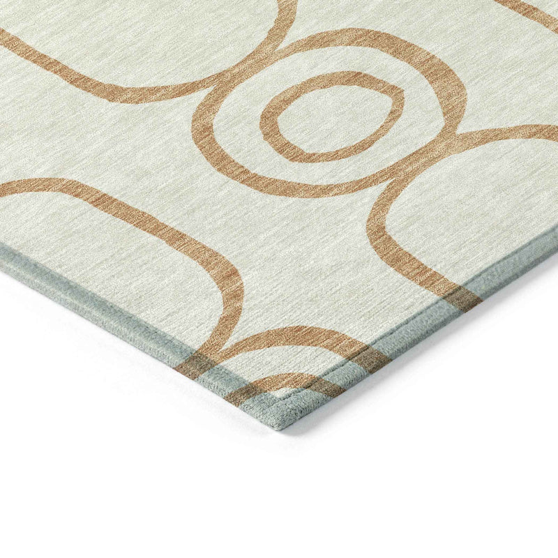 3' X 5' Copper And Ivory Geometric Washable Indoor Outdoor Area Rug