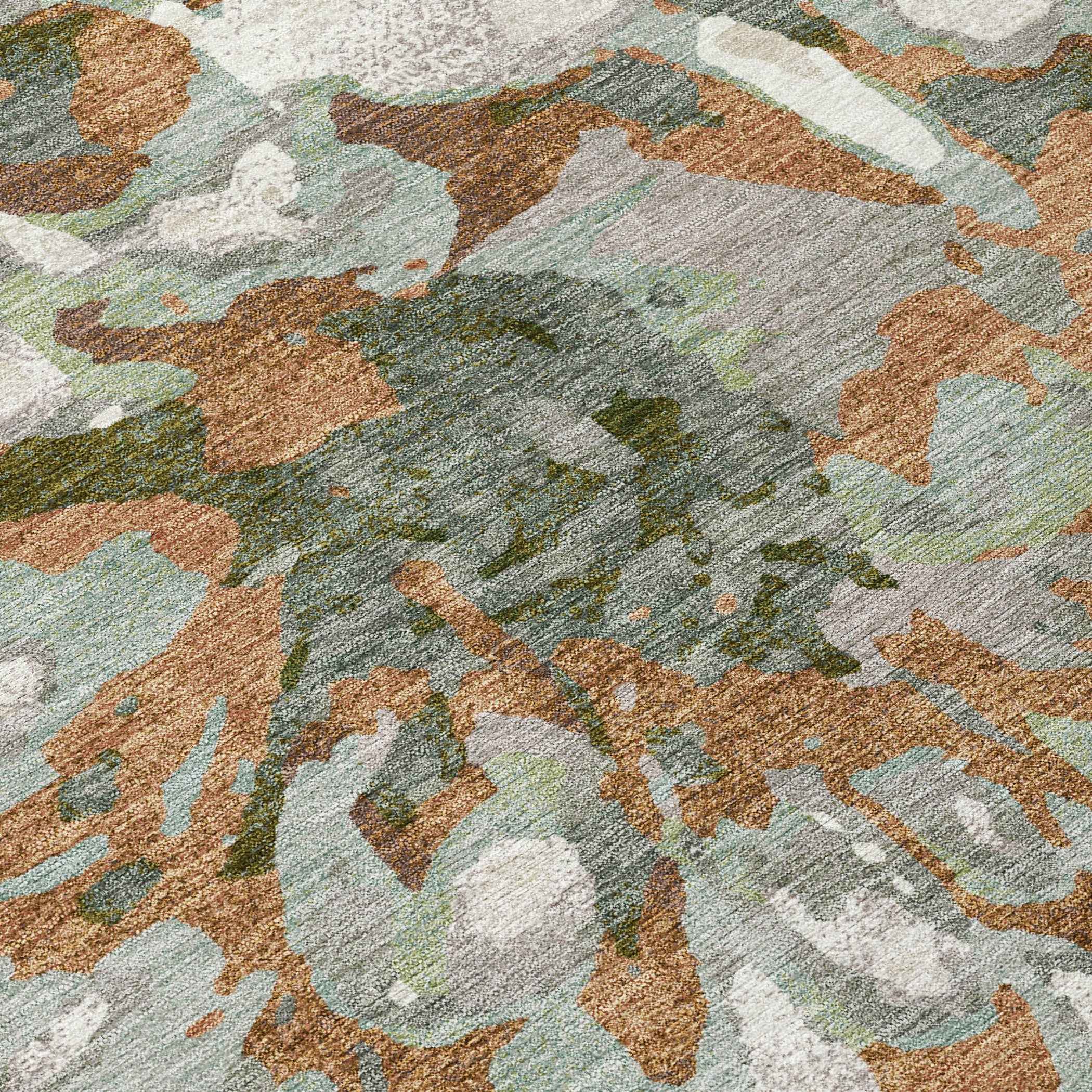 8' X 10' Copper Gray And Ivory Floral Washable Indoor Outdoor Area Rug