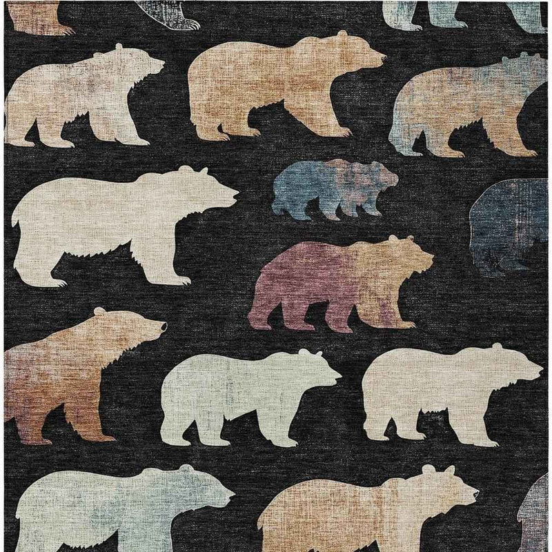 8' X 10' Black Ivory And Brown Animal Print Washable Indoor Outdoor Area Rug