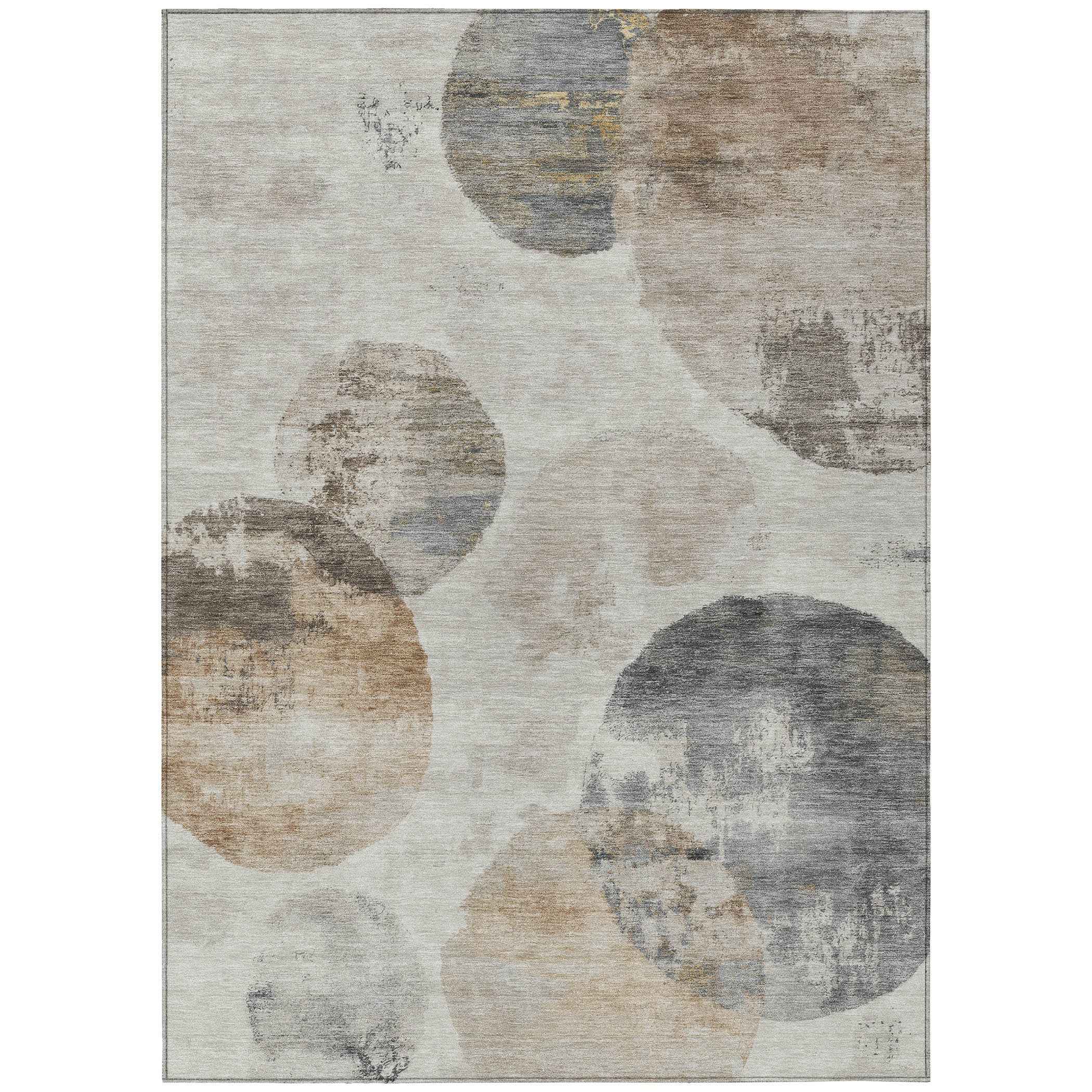 8' X 10' Taupe Ivory And Beige Abstract Washable Indoor Outdoor Area Rug