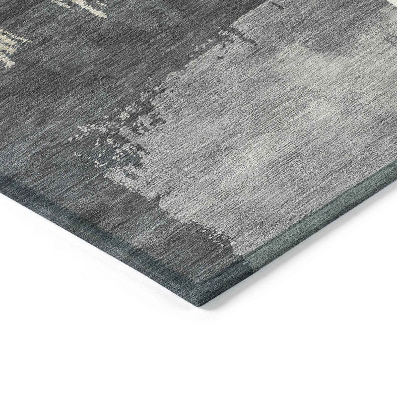 5' X 8' Charcoal Ivory And Beige Abstract Washable Indoor Outdoor Area Rug