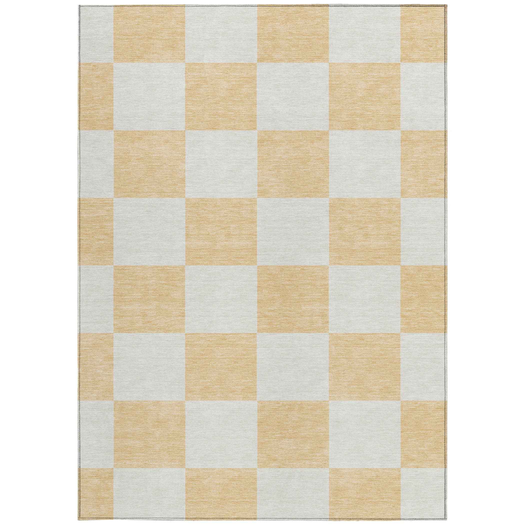 8' X 10' Peach And Beige Geometric Washable Indoor Outdoor Area Rug