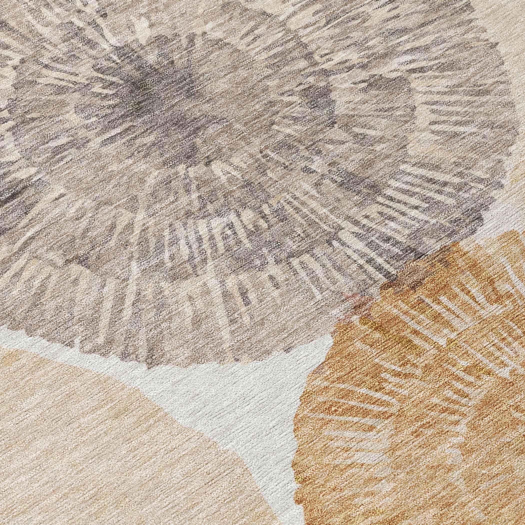 8' X 10' Copper Ivory And Gray Abstract Washable Indoor Outdoor Area Rug