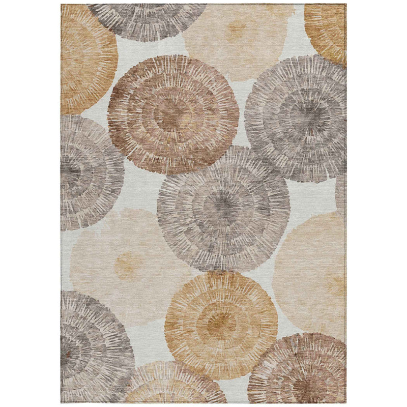 8' X 10' Copper Ivory And Gray Abstract Washable Indoor Outdoor Area Rug