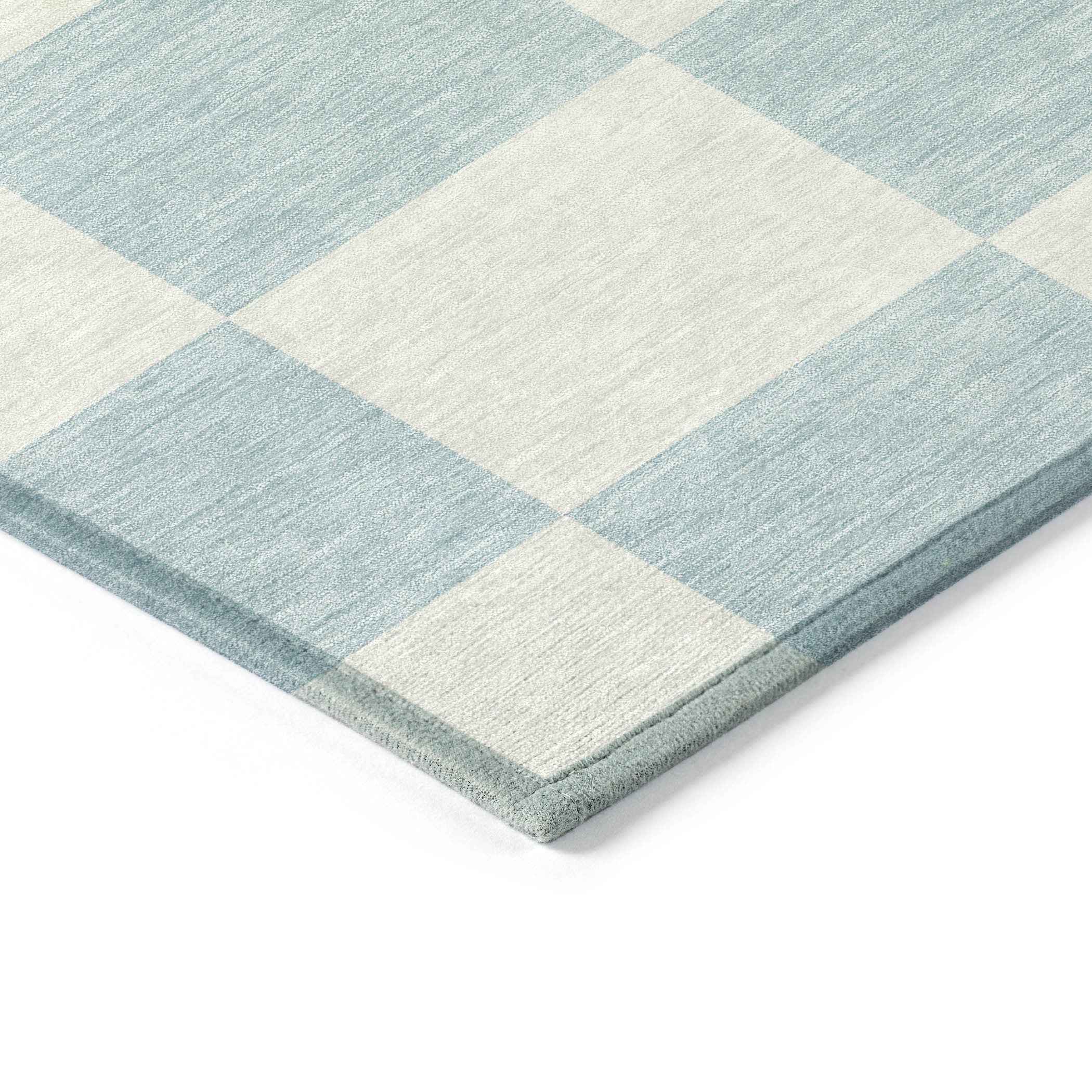 5' X 8' Sky Blue And Ivory Geometric Washable Indoor Outdoor Area Rug