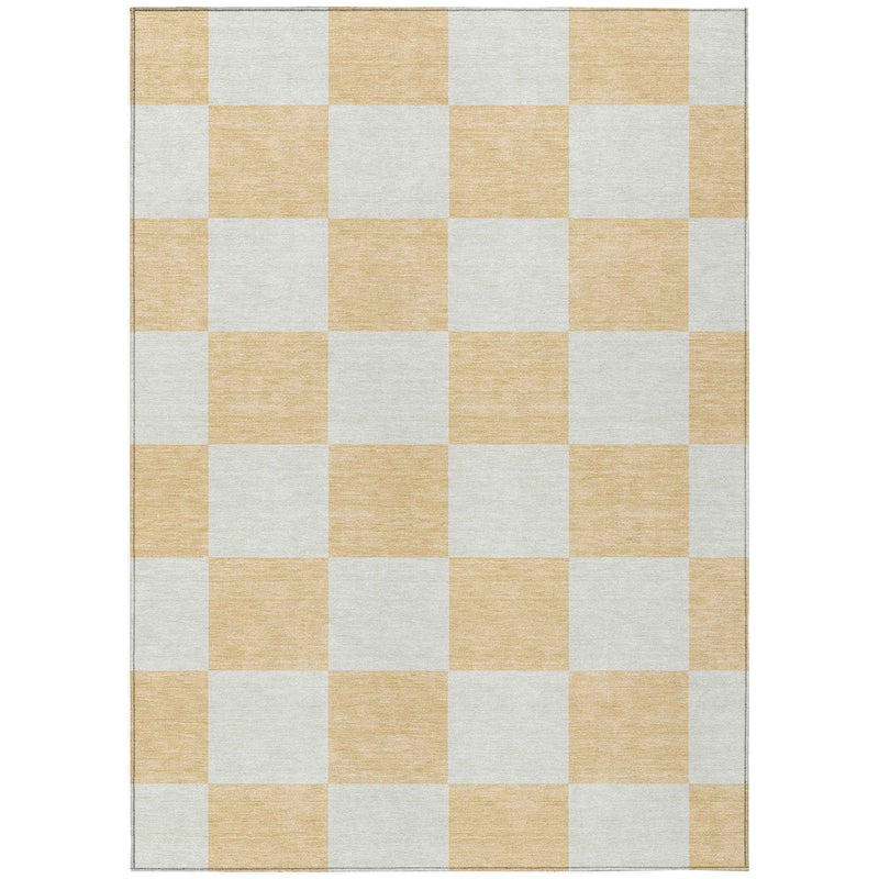 3' X 5' Peach And Beige Geometric Washable Indoor Outdoor Area Rug