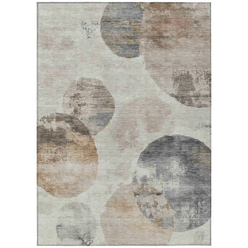 3' X 5' Taupe Ivory And Beige Abstract Washable Indoor Outdoor Area Rug