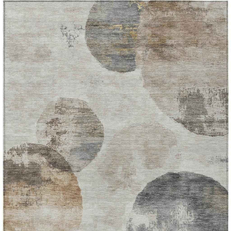 3' X 5' Taupe Ivory And Beige Abstract Washable Indoor Outdoor Area Rug