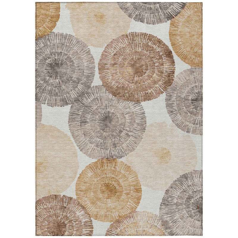 10' X 14' Copper Ivory And Gray Abstract Washable Indoor Outdoor Area Rug