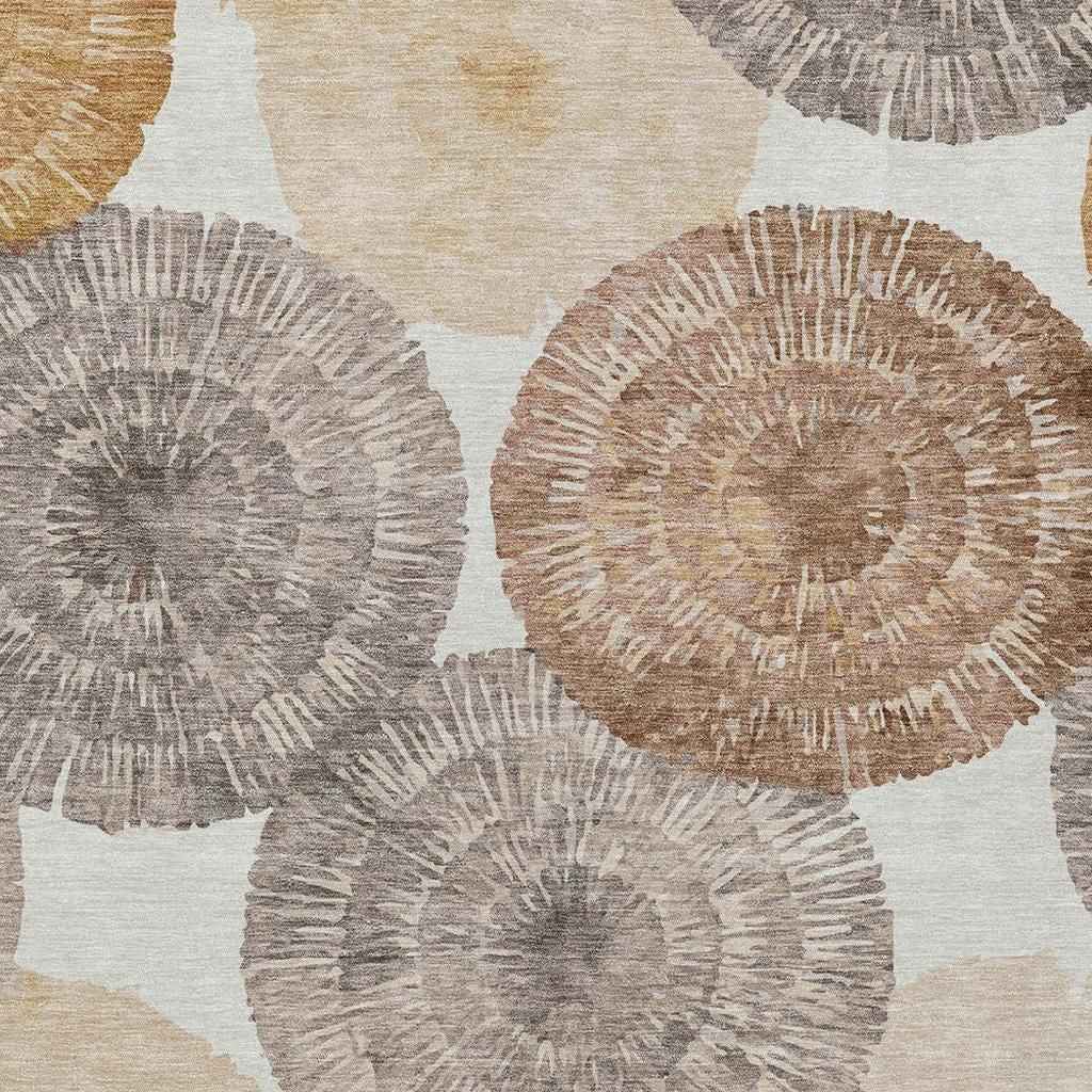 10' X 14' Copper Ivory And Gray Abstract Washable Indoor Outdoor Area Rug